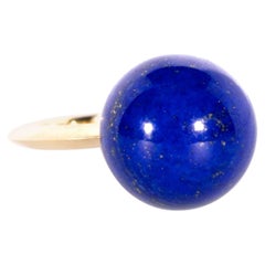Sylva & Cie Lapis Lazuli Ball Ring with 18k Yellow Gold 