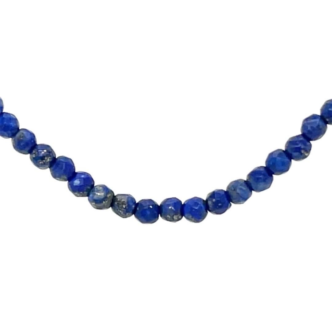 Perlina Collana girocollo con perline di lapislazzuli in argento 925 in vendita