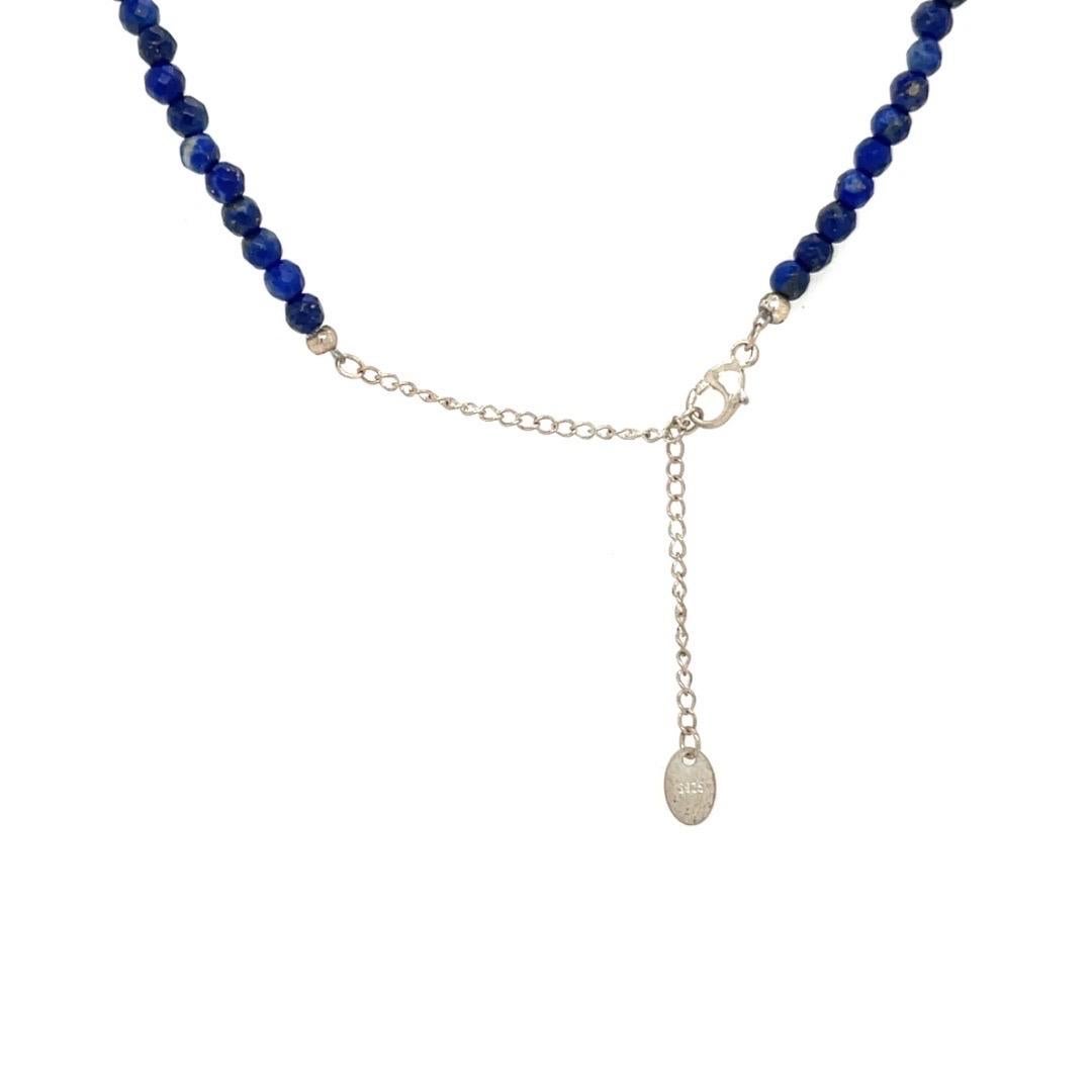Collana girocollo con perline di lapislazzuli in argento 925 in vendita 1