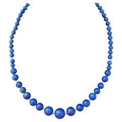 Lapis Lazuli Bead Necklace 14k Yellow Gold