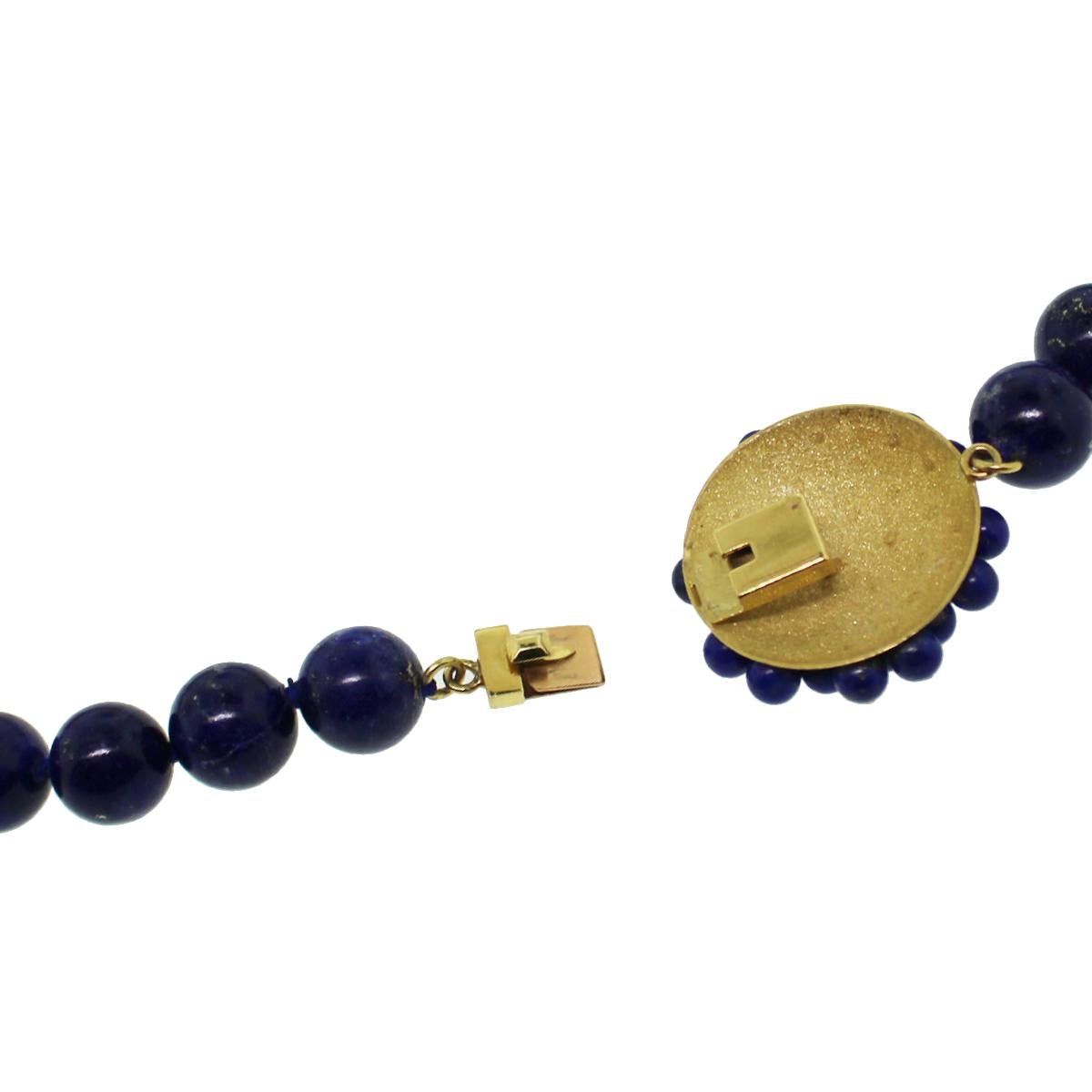 Round Cut Lapis Lazuli Bead Necklace
