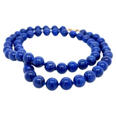 Lapis Lazuli Bead Necklace in 14k Yellow Gold