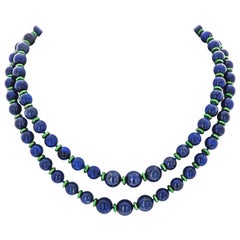 Lapis Lazuli Bead One Strand Collapsible Necklace by David Webb