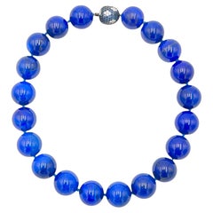 Lapis Lazuli Bead Sapphire Diamond Necklace