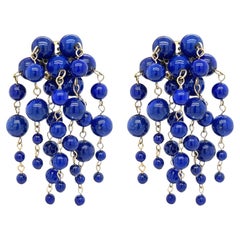 Lapis Lazuli Bead Waterfall Earrings