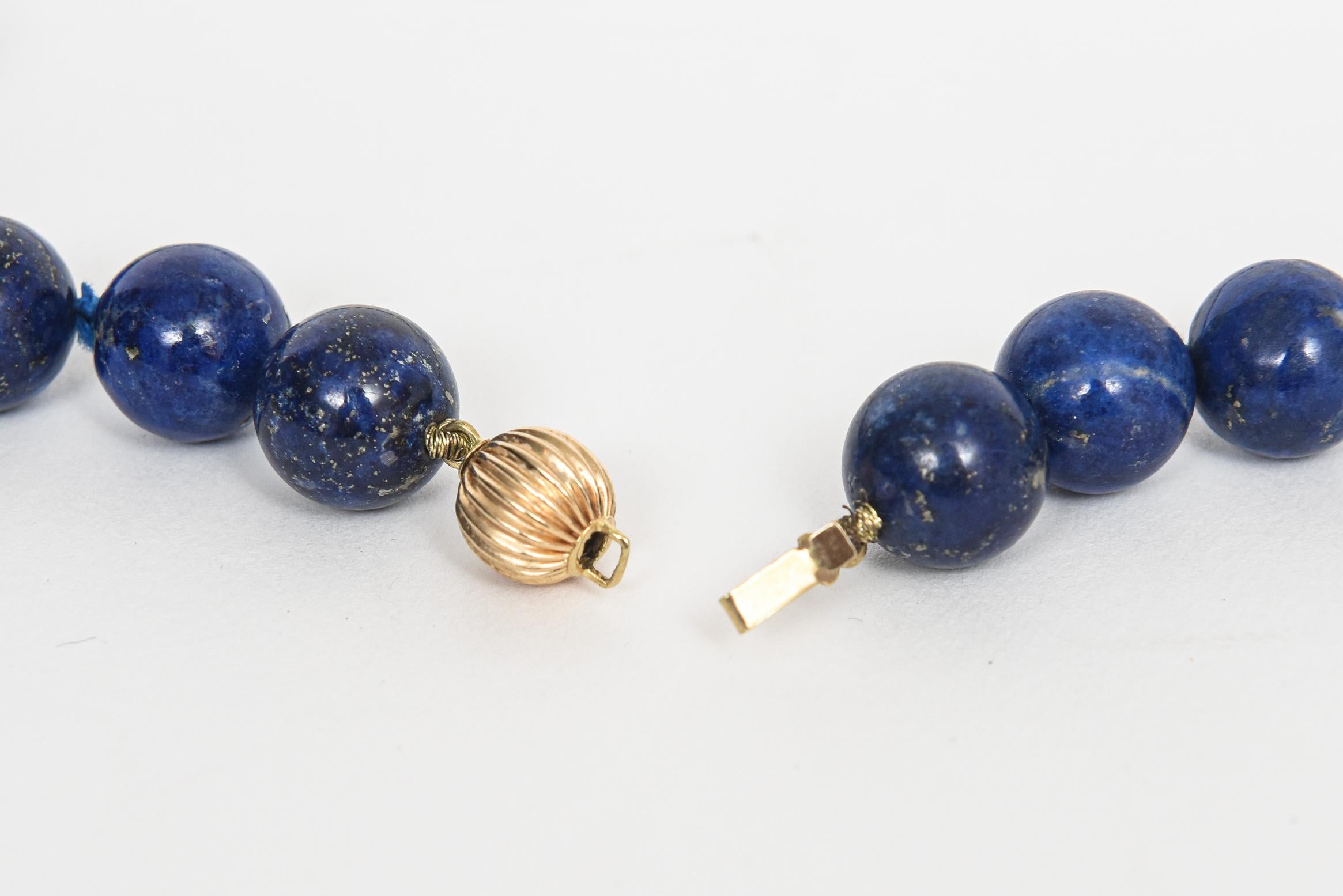 Lapislazuli Perle Gelbgold Halskette 6