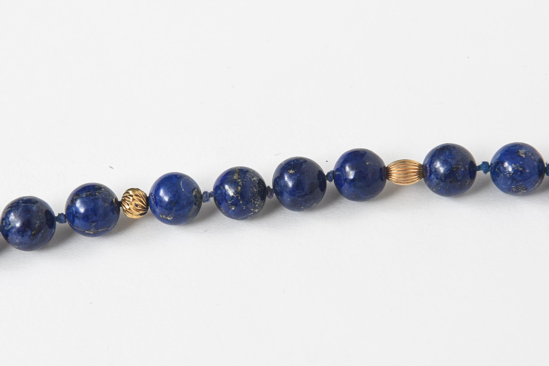 Lapislazuli Perle Gelbgold Halskette für Damen oder Herren