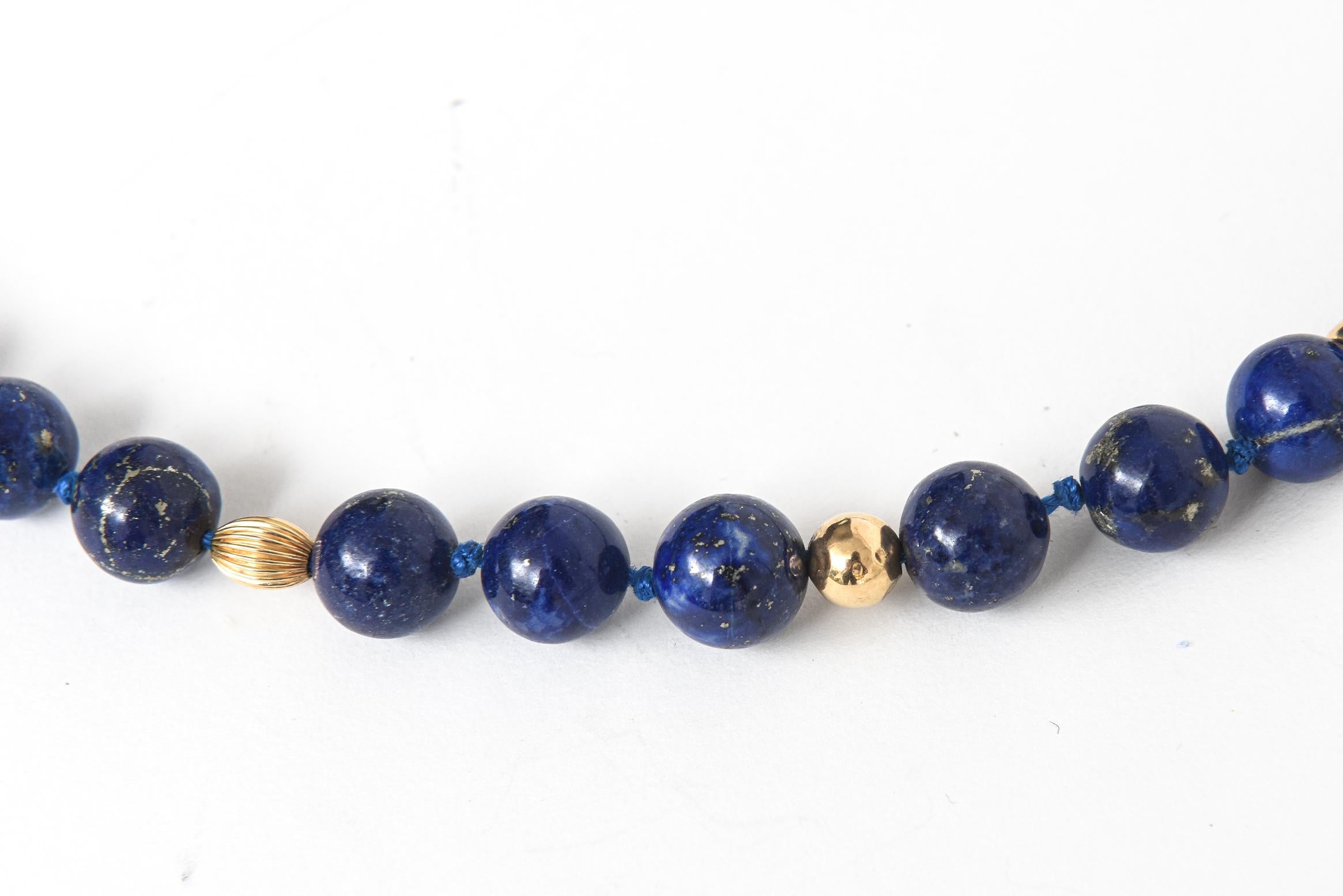 Lapislazuli Perle Gelbgold Halskette 1