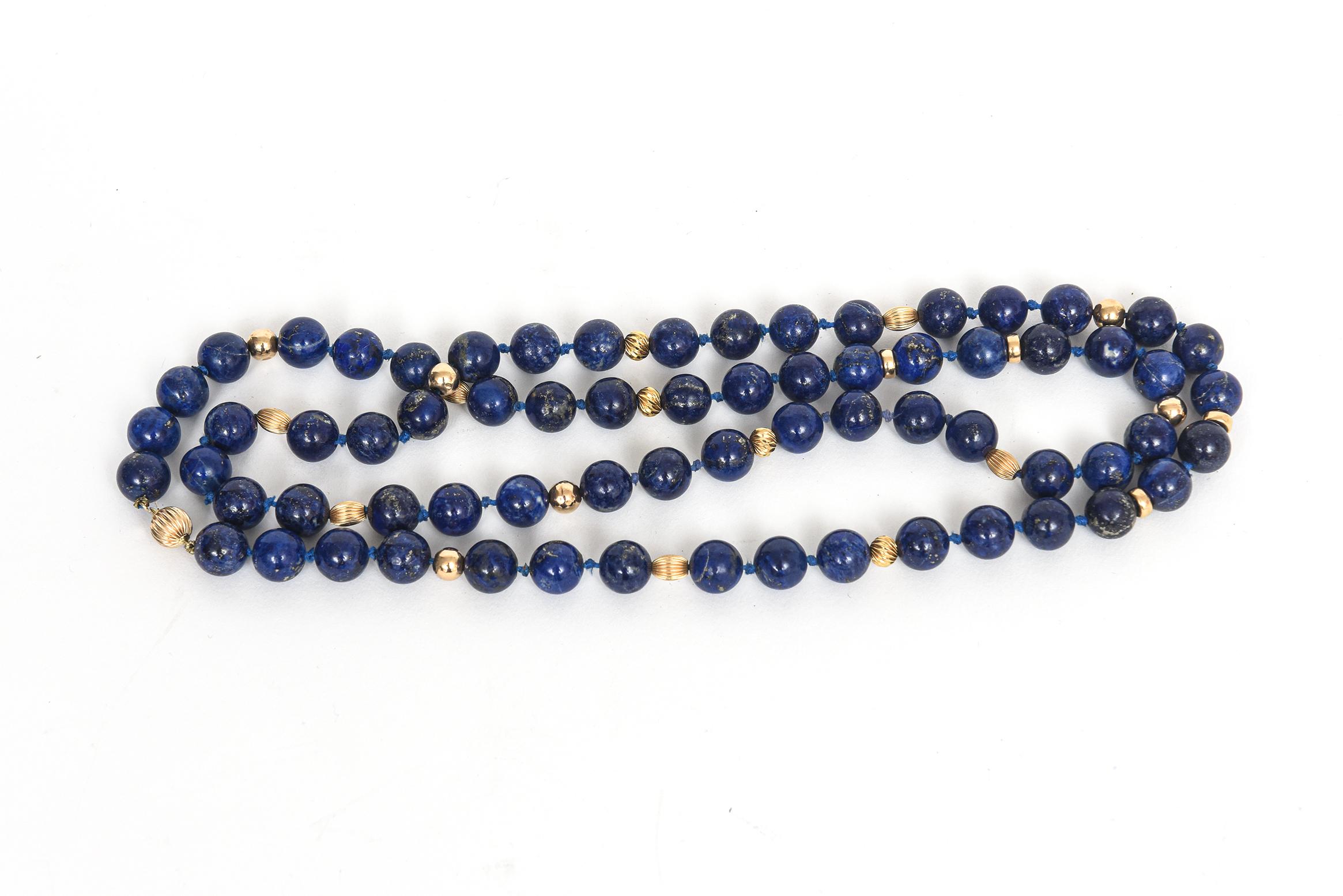 Lapislazuli Perle Gelbgold Halskette 2