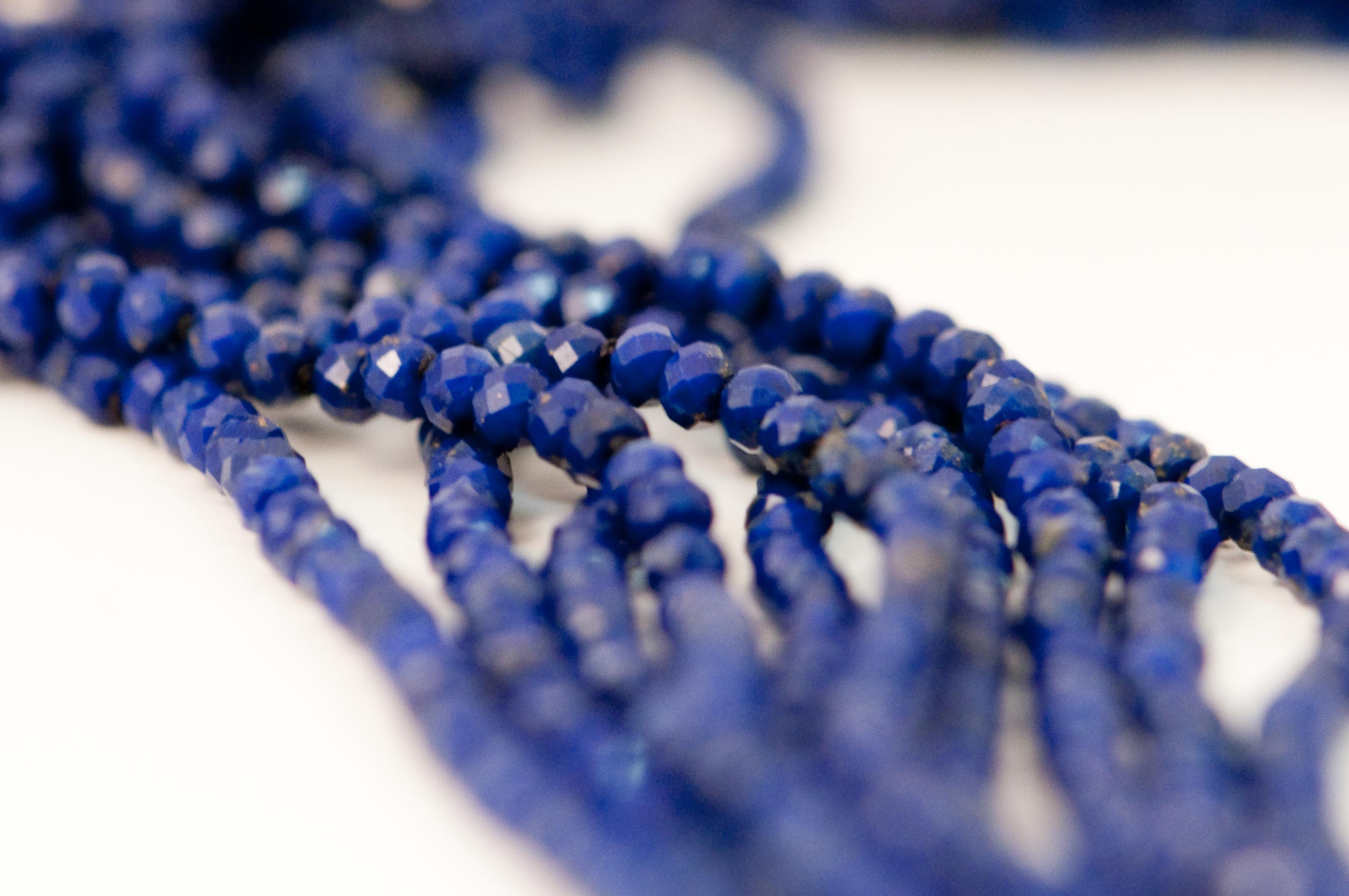 Artisan Lapis Lazuli Beaded Necklaces, Baroque Pearl, with Bakelite Claps