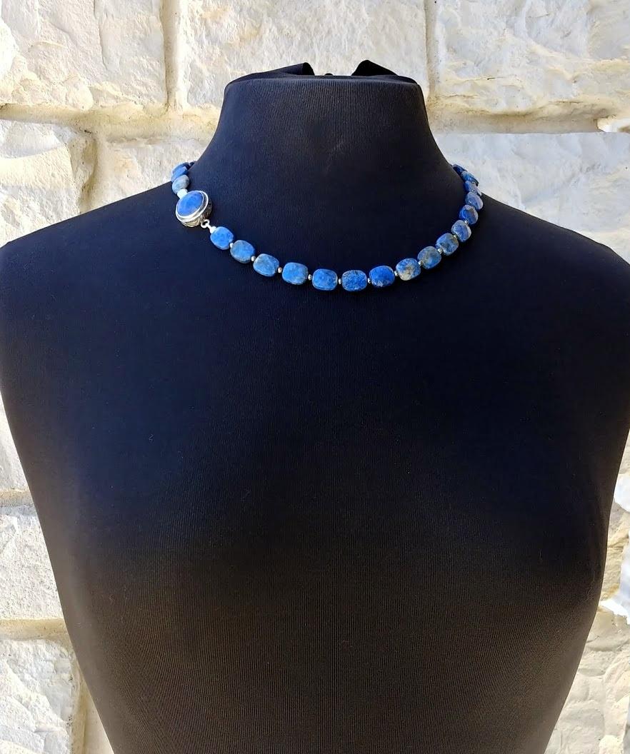 Lapis Lazuli Beaded Necklace For Sale 1