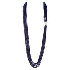 Lapis Lazuli Beaded Necklaces, Baroque Pearl, with Bakelite Claps