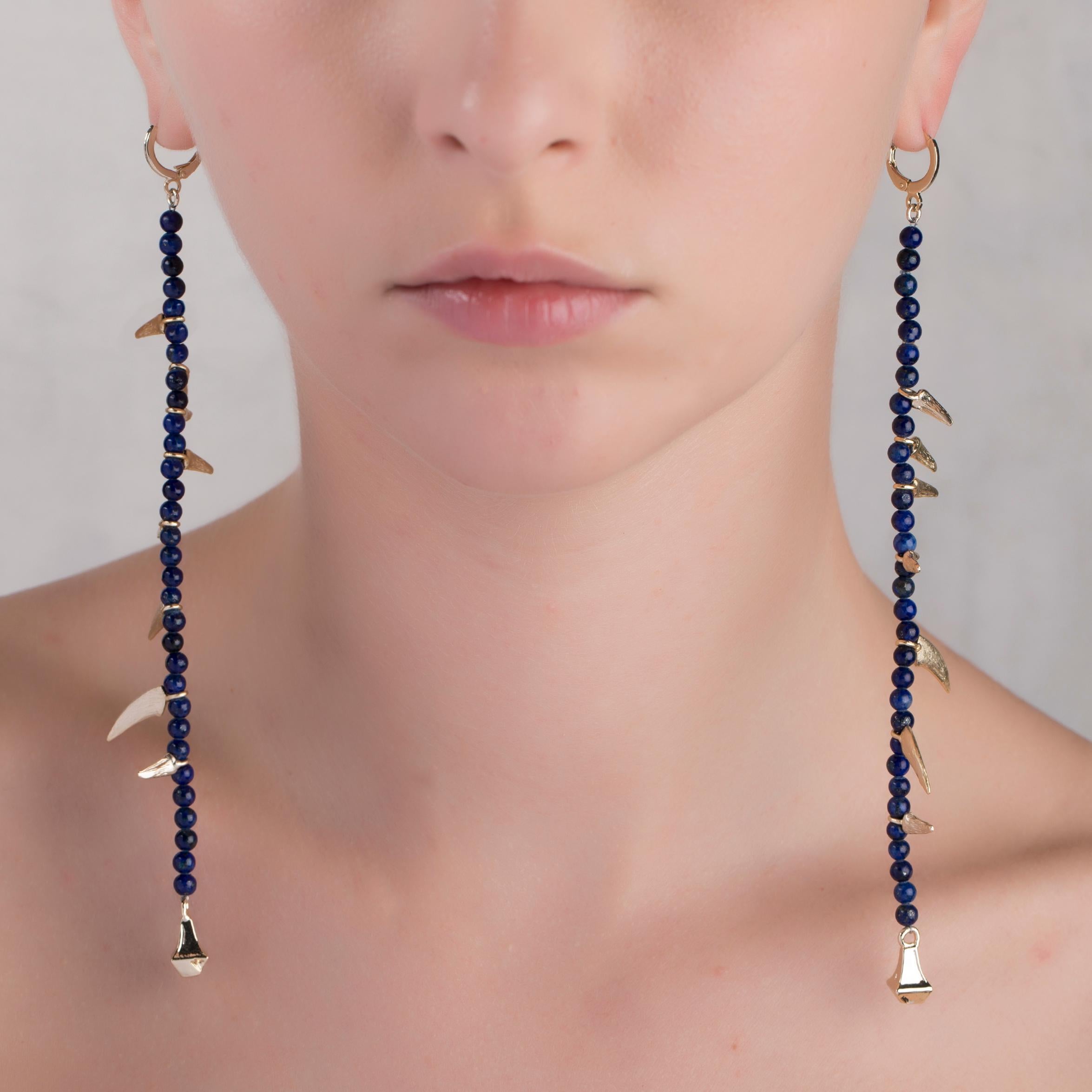 Round Cut Lapis Lazuli Beads Necklace with Dangling Claws from IOSSELLIANI For Sale