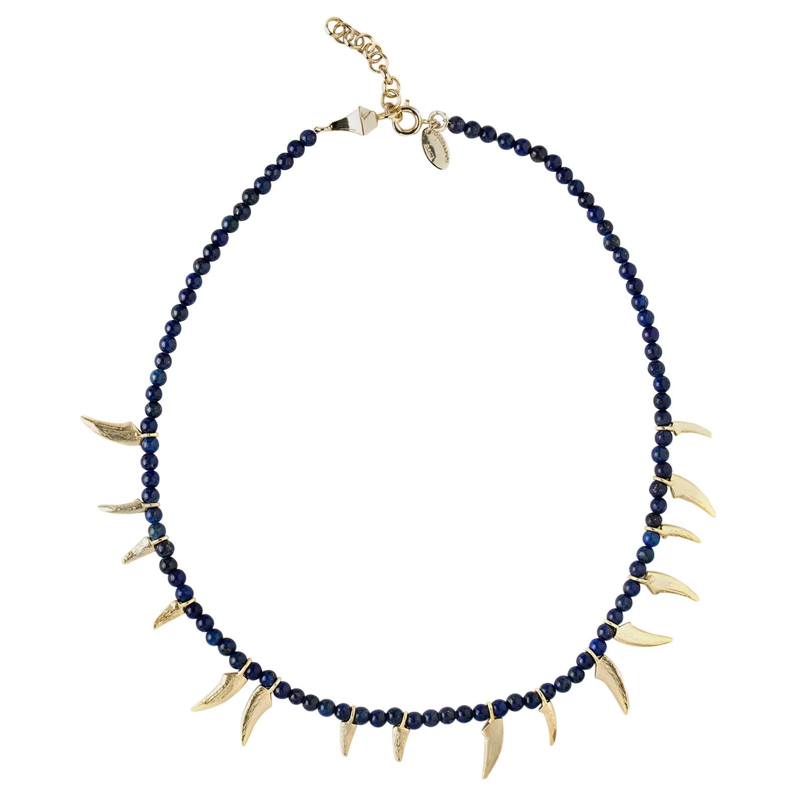 Lapis Lazuli Beads Necklace with Dangling Claws from IOSSELLIANI For Sale