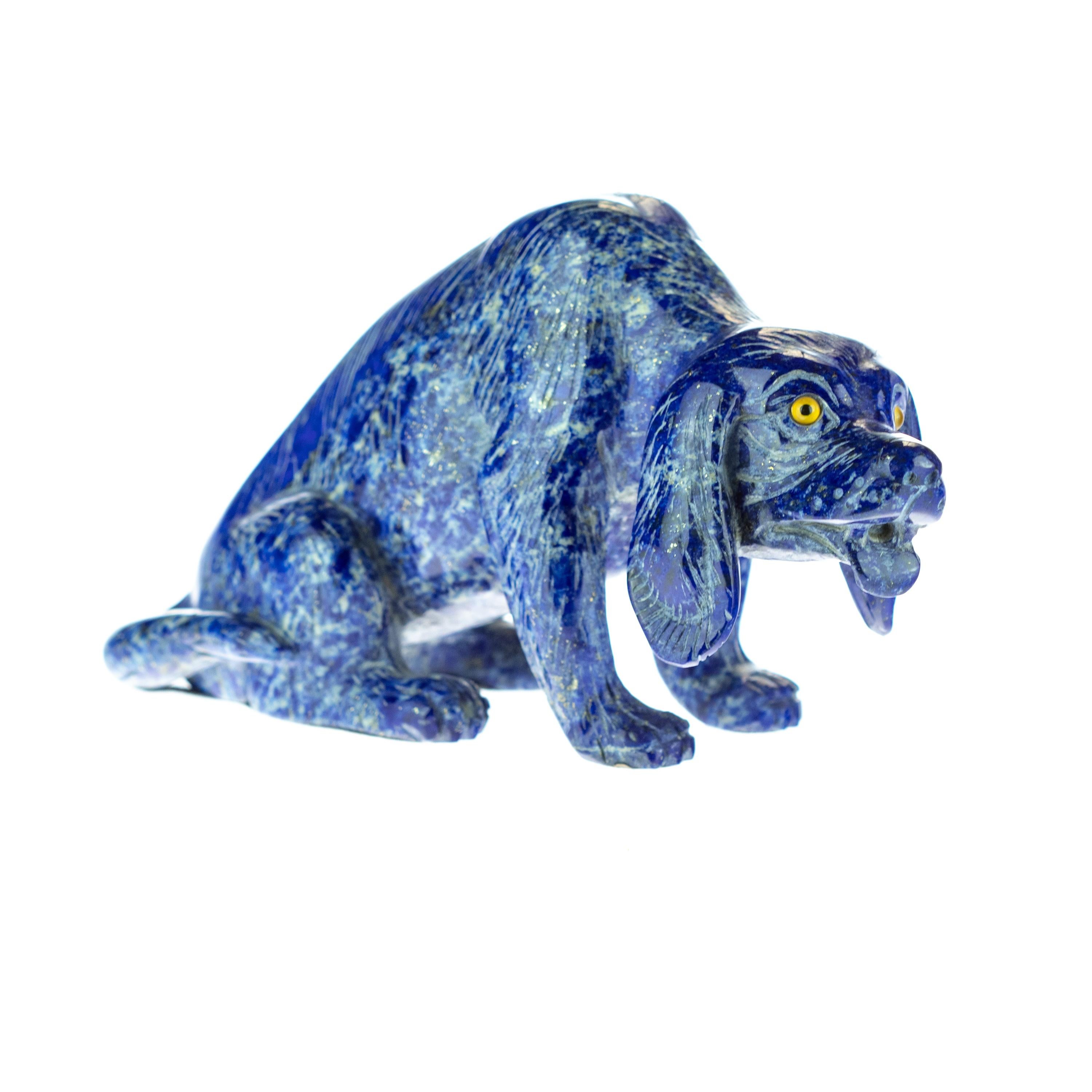 This series of Lapis Lazuli is definitely the part of the collection of which we are more fond of. This dog sculpture from Hong Kong during the 1970s. Fall in love with the passionate colour of this precious gem. Fantastic local artists carving raw