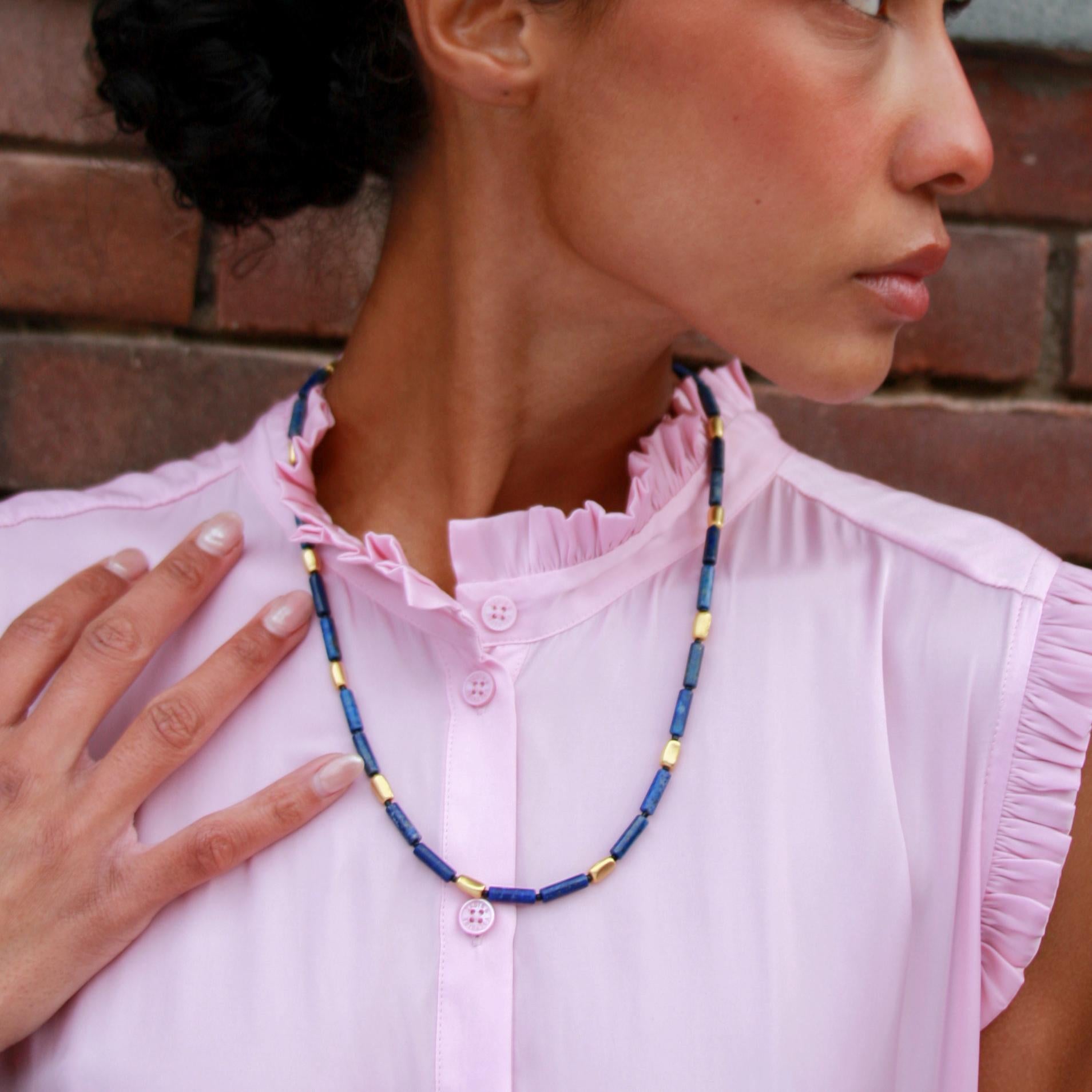 Lapis Lazuli Blue Madrid Matinee Necklace - by Bombyx House For Sale 1
