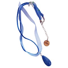 Lapis Lazuli Blue Ribbon Necklace  by nlanlaVictory