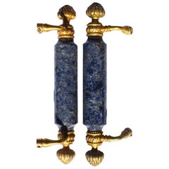 Lapis Lazuli Blue Stone Shower Bar Pulls Sherle Wagner, circa 1970s