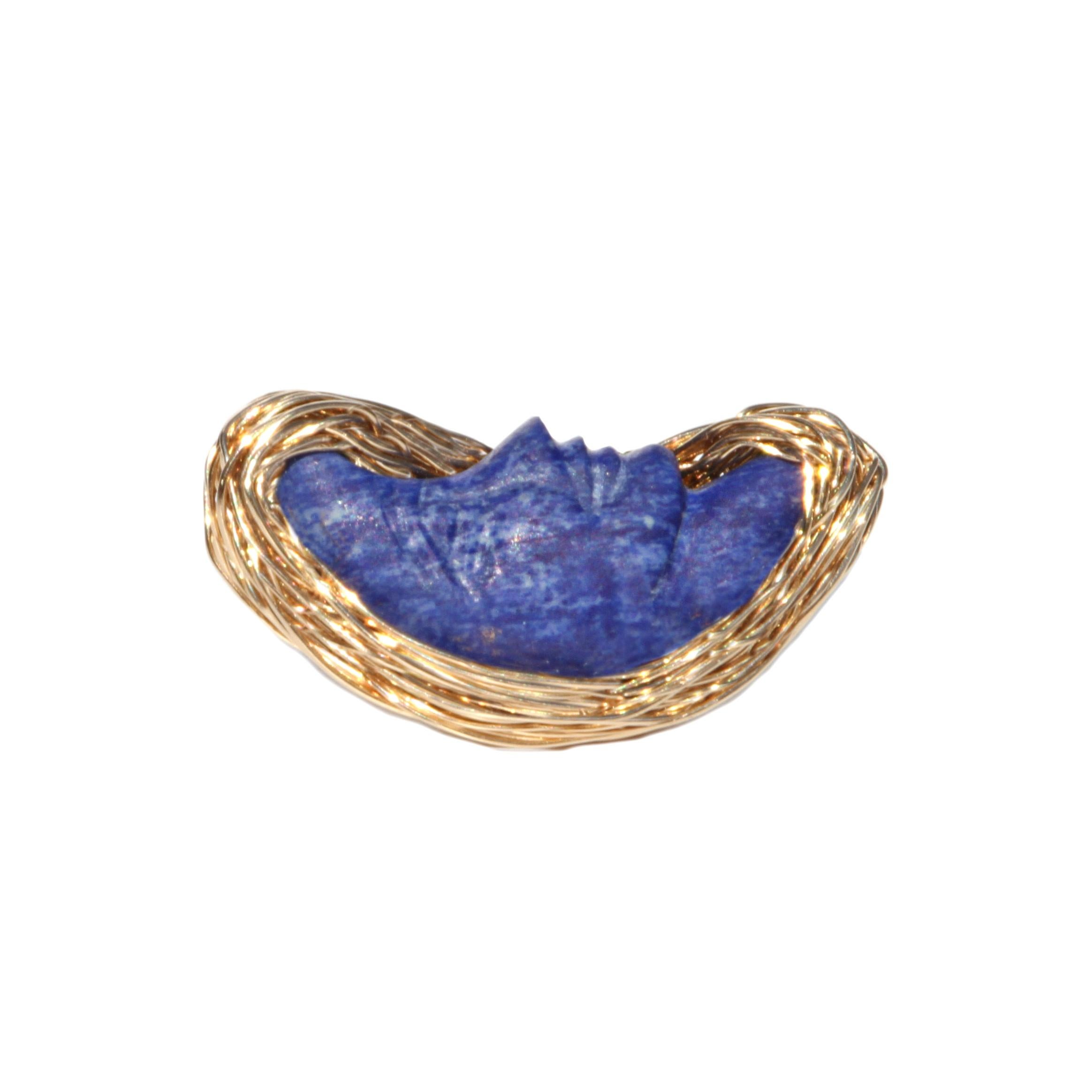 Lapis Lazuli Moon one-off ring in 14 kt Gold Filled by the Artist For Sale 4