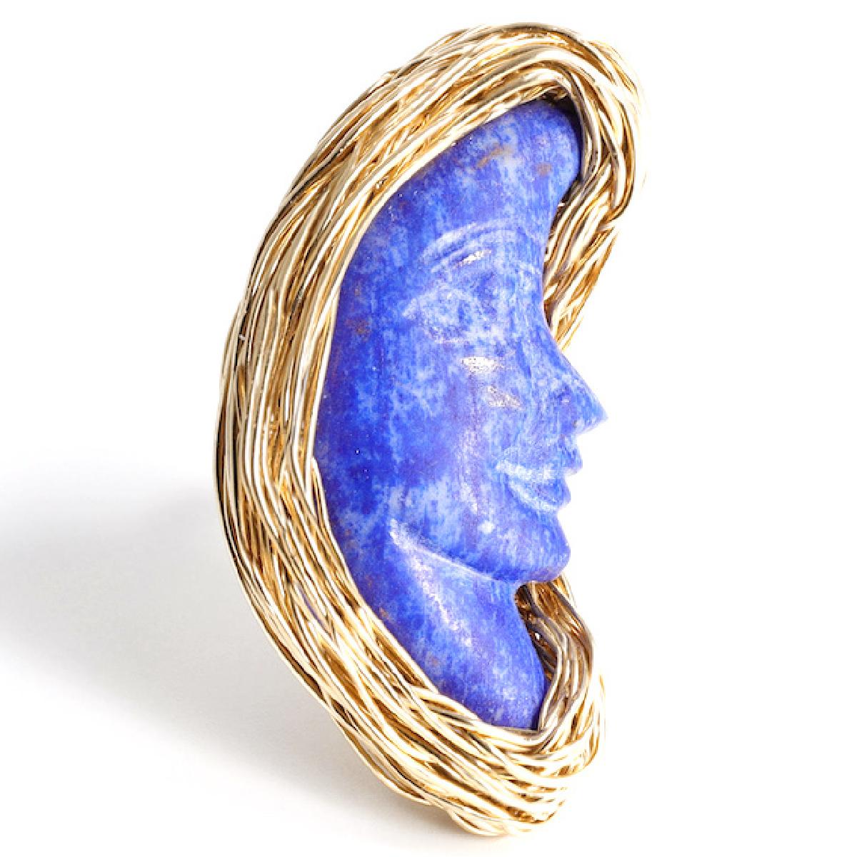 Lapis Lazuli Moon one-off ring in 14 kt Gold Filled by the Artist For Sale 5