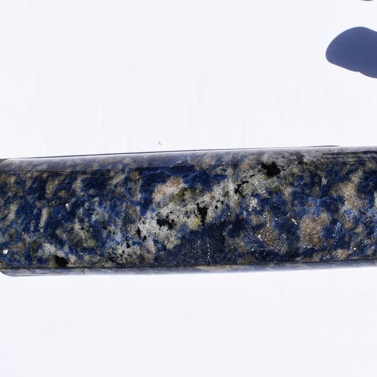 Lapis Lazuli Blue Stone Shower Bar Pulls Sherle Wagner, circa 1970s In Fair Condition In Oklahoma City, OK