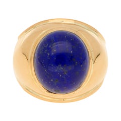 Lapis Lazuli Cabochon Bombe Ring in 18ct Rose Gold