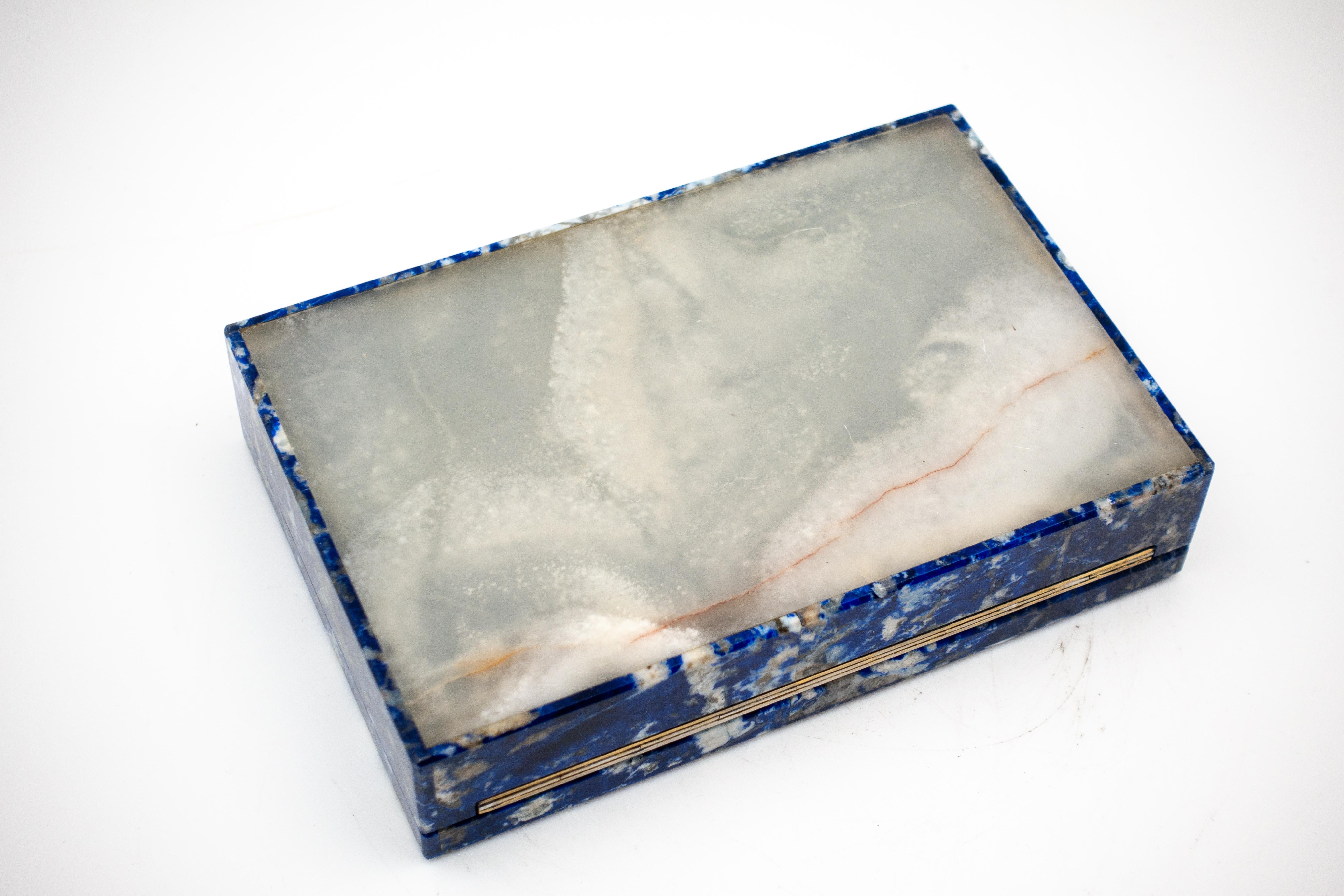 Indian Sodalite Box with Hinged Lid