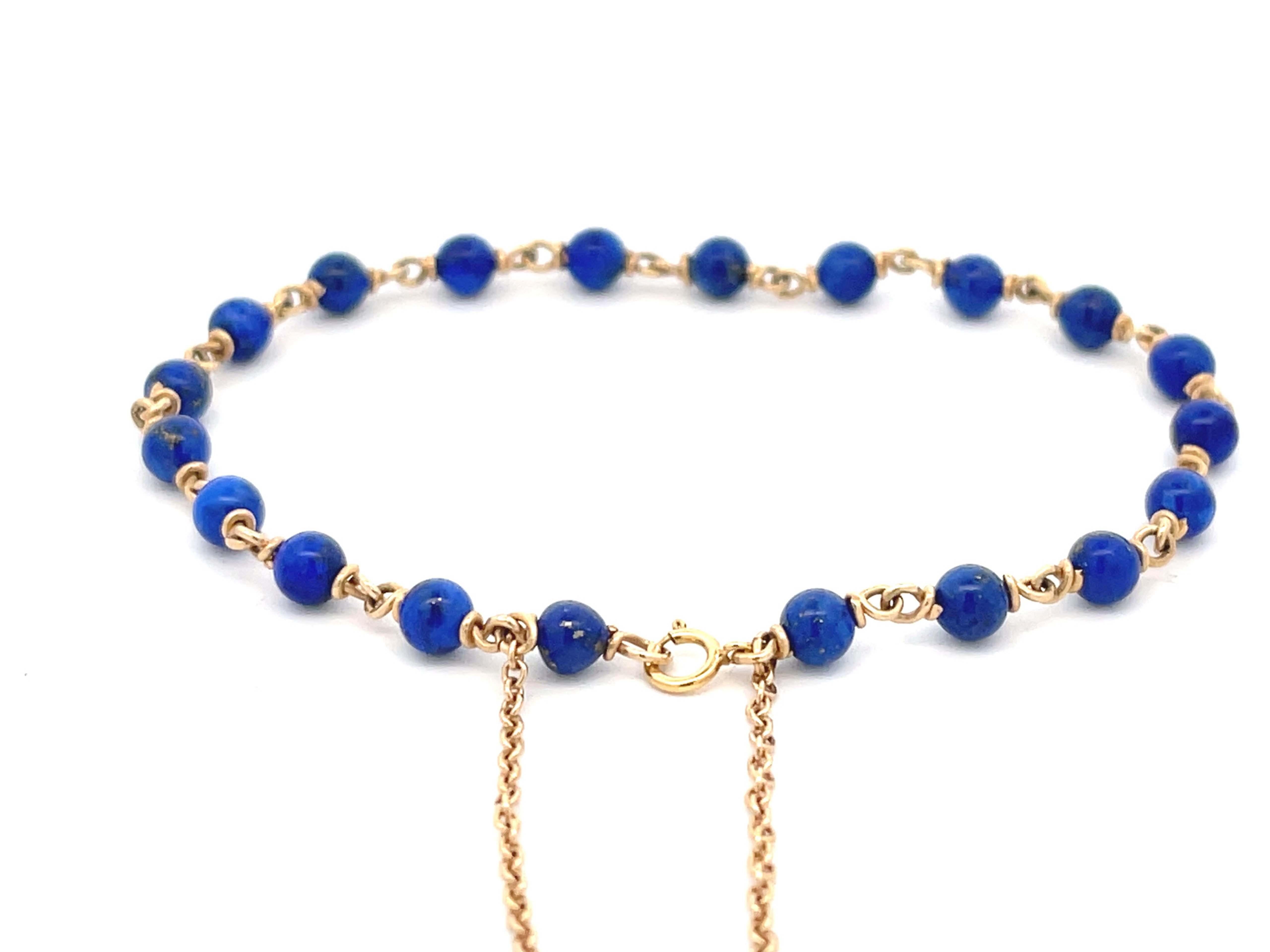 Women's Lapis Lazuli Bracelet in 14k Yellow Gold For Sale