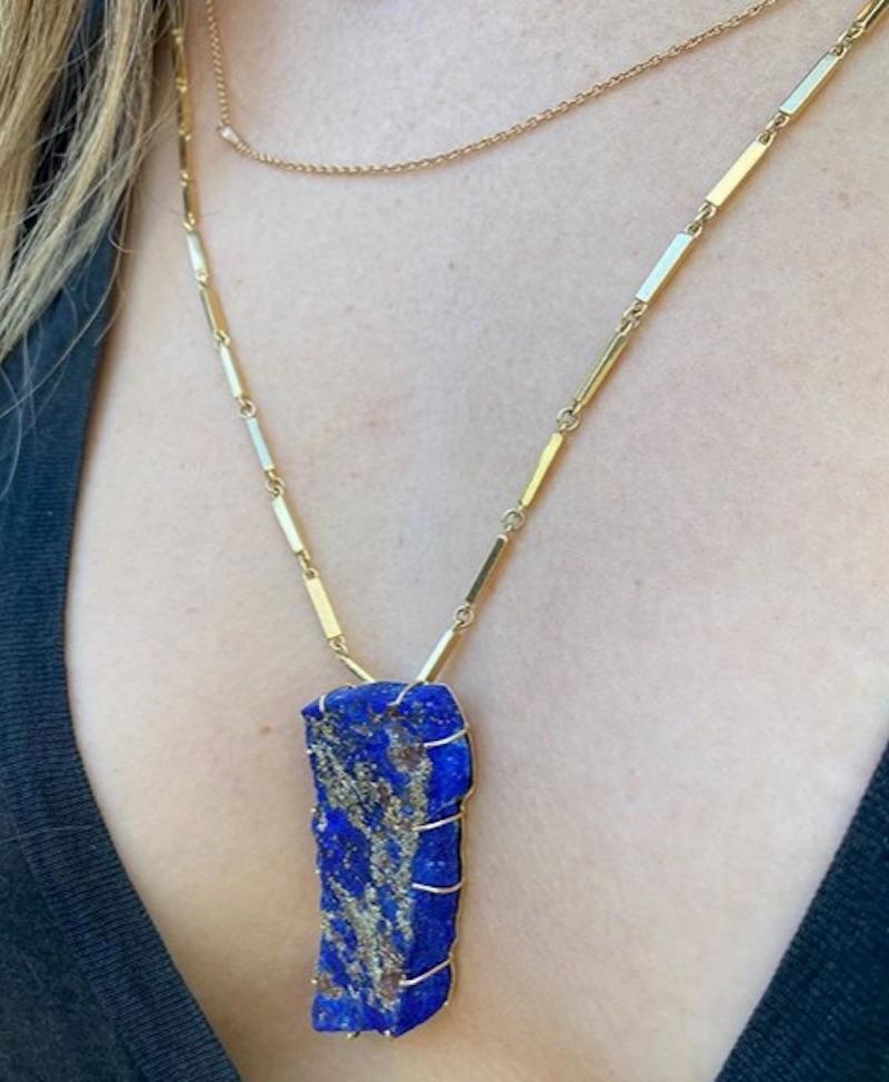 Lapis Lazuli Branch Necklace 18 Karat Yellow Gold In New Condition In New York, NY