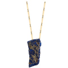 Lapis Lazuli Branch Necklace 18 Karat Yellow Gold