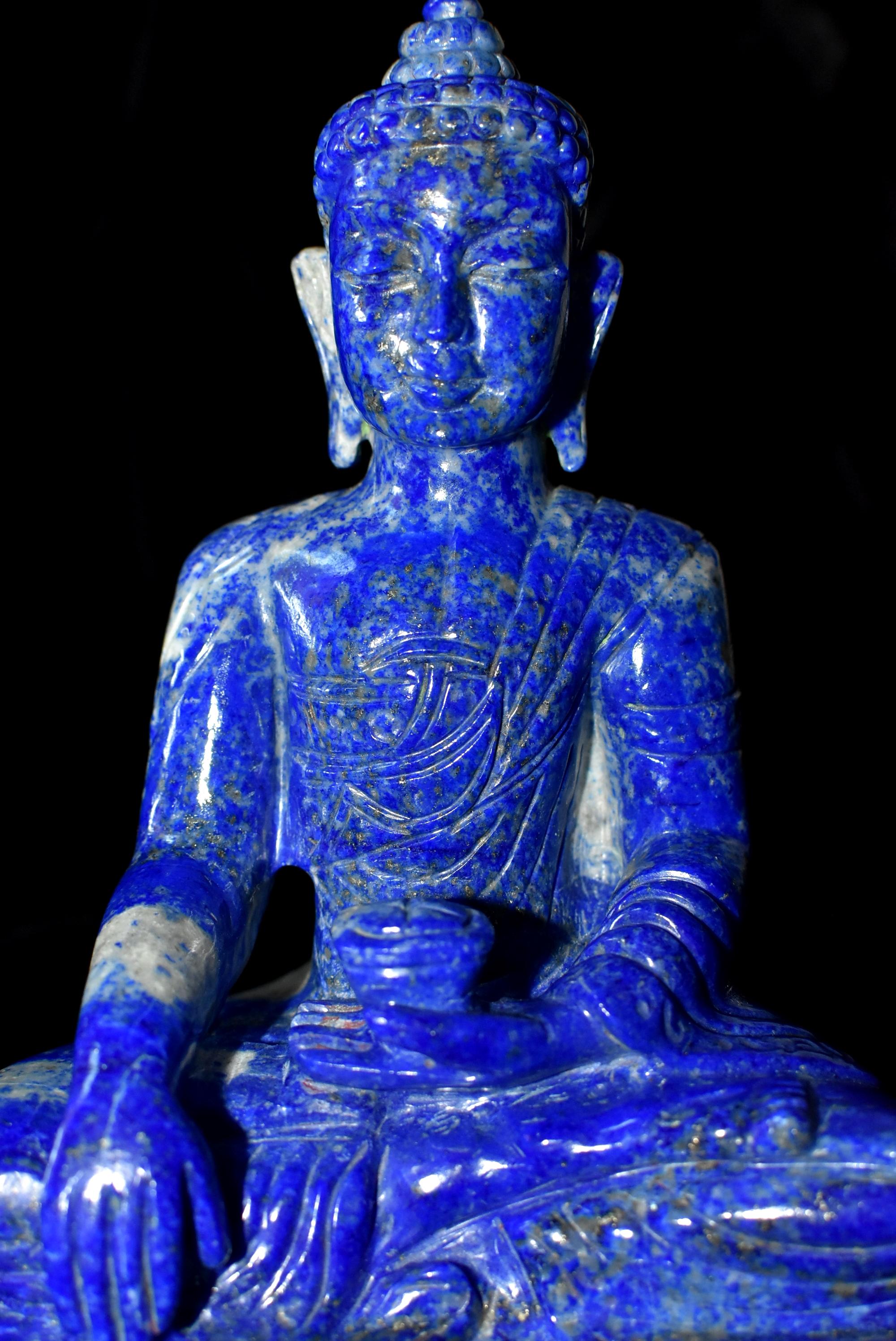 Lapislazuli-Buddha-Statue:: 3::4 lb:: feinste Qualität 3