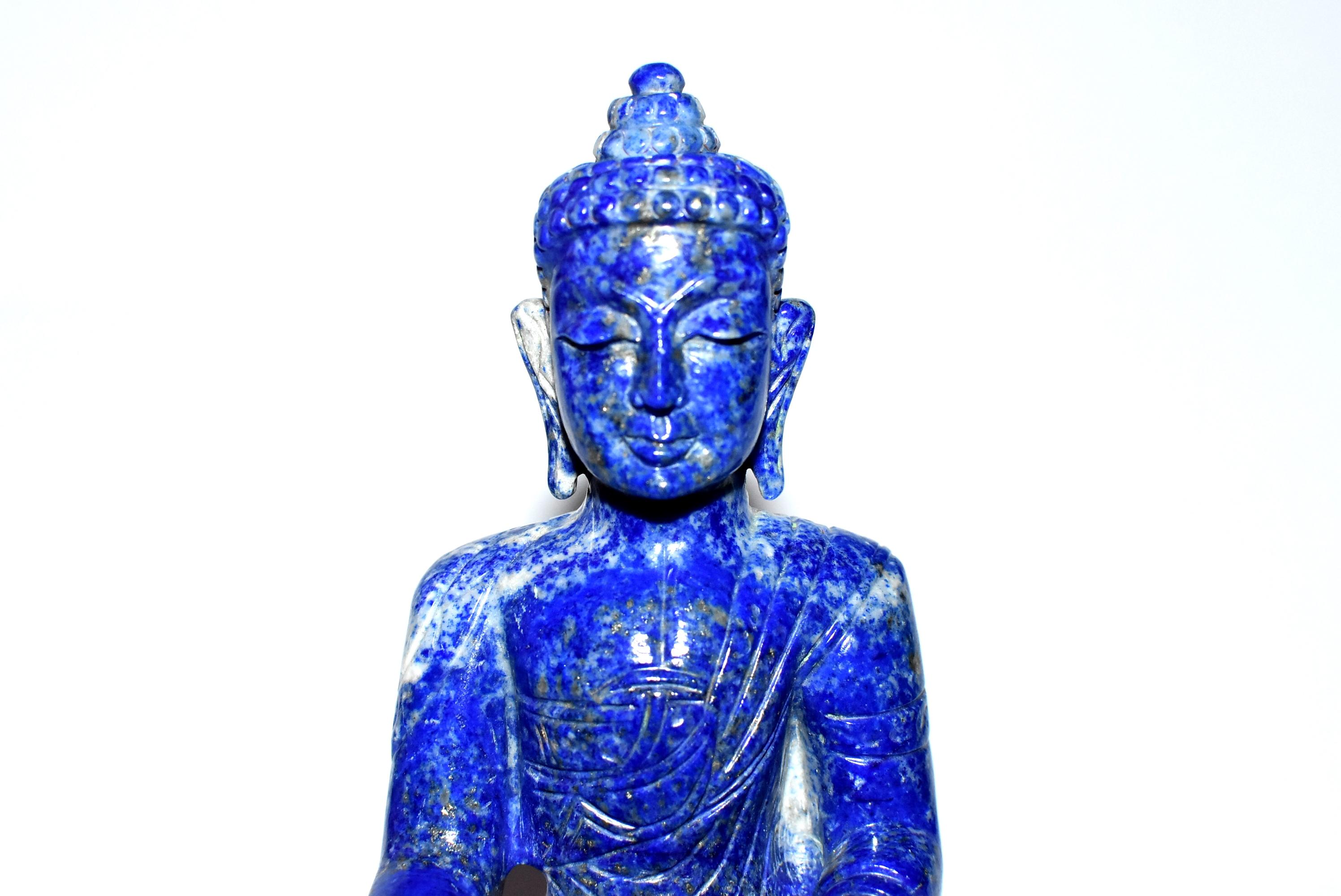Lapislazuli-Buddha-Statue:: 3::4 lb:: feinste Qualität 4
