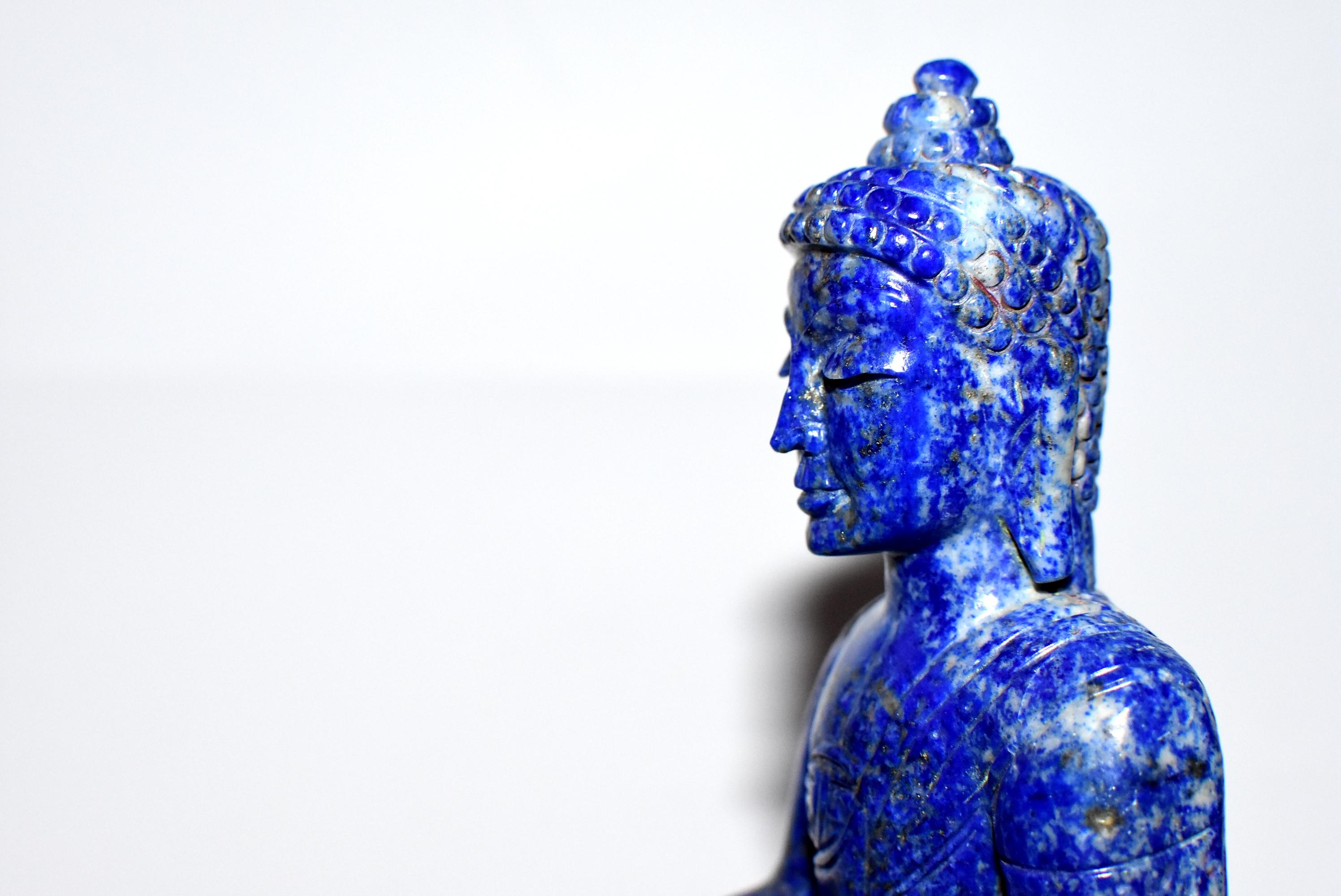 Lapis Lazuli Buddha Statue, 3.4 lb, Finest Grade 6