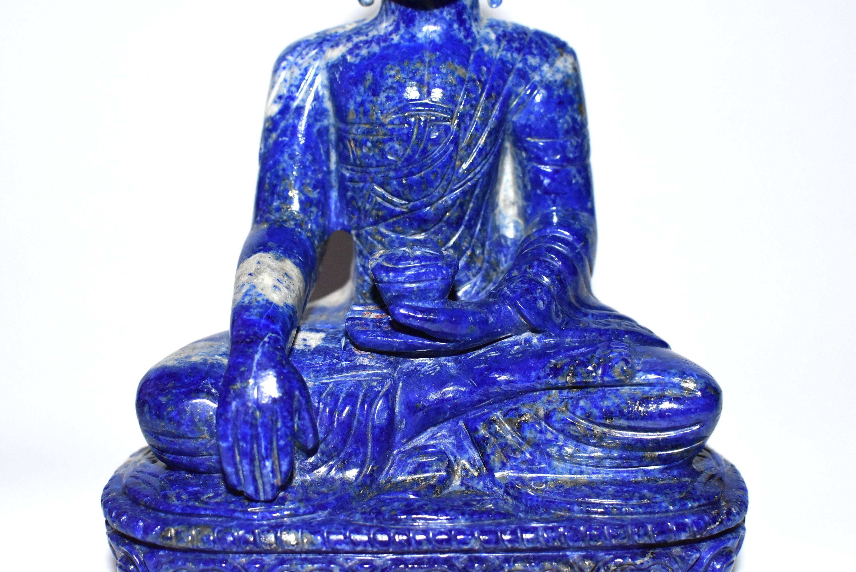 Lapislazuli-Buddha-Statue:: 3::4 lb:: feinste Qualität 6