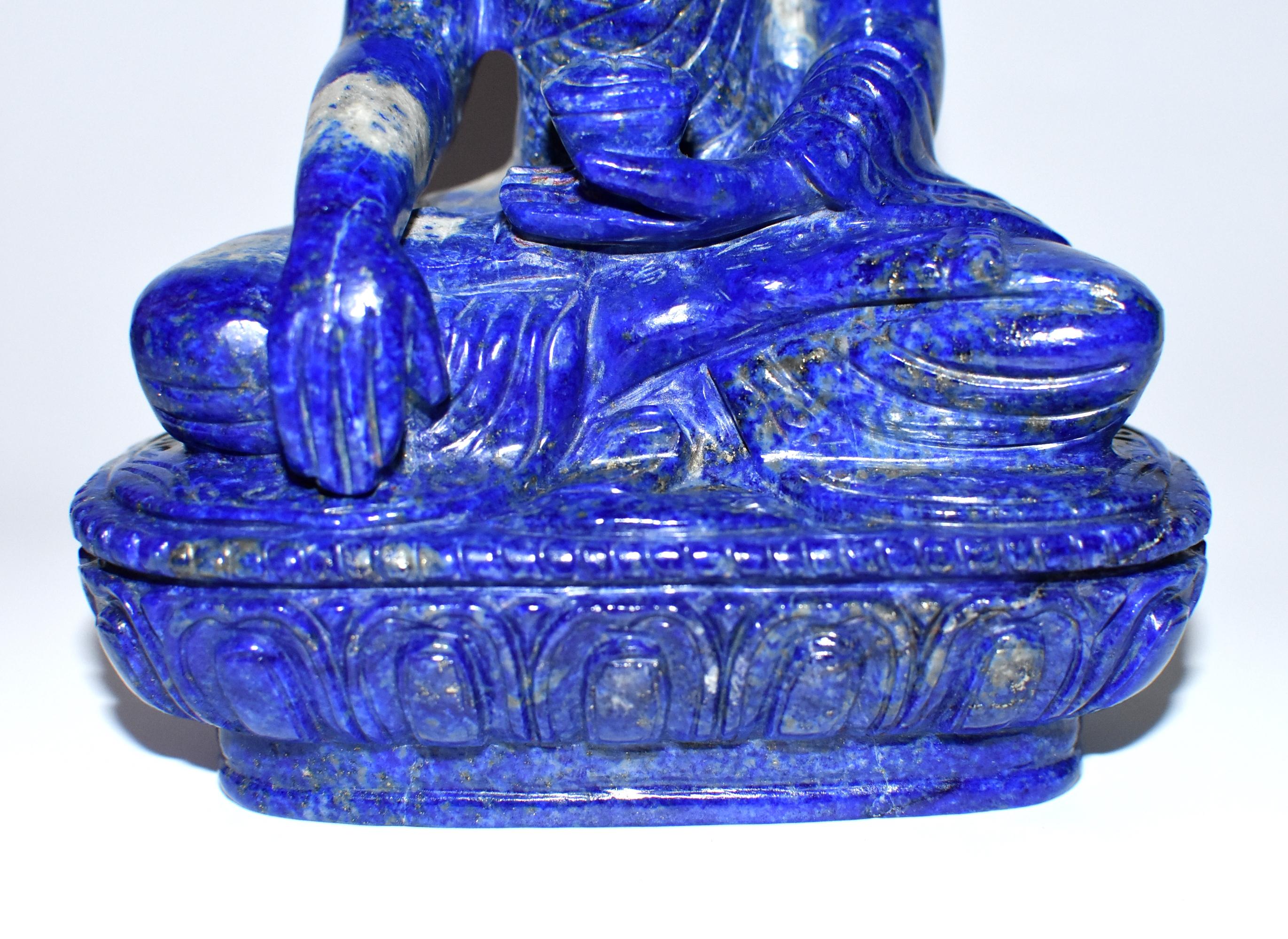 Lapis Lazuli Buddha Statue, 3.4 lb, Finest Grade 8