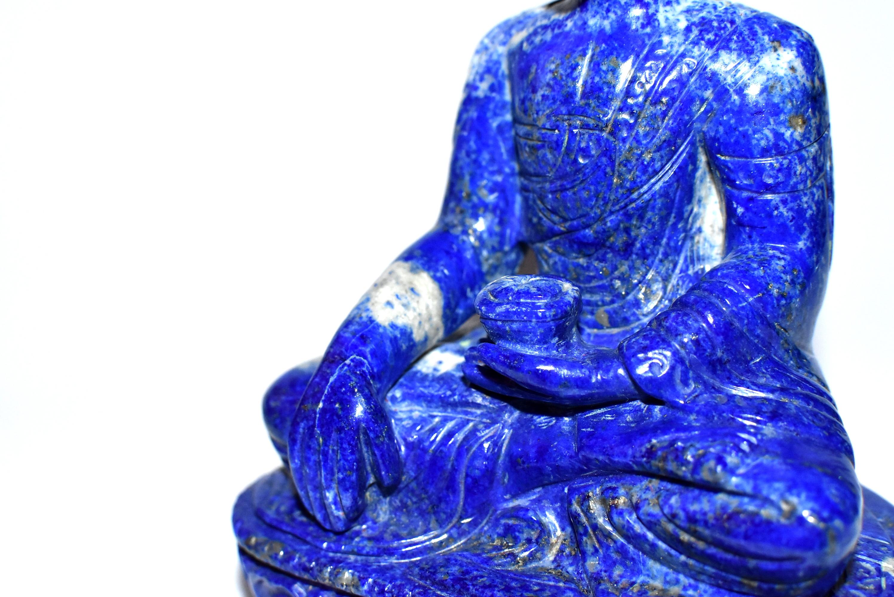Lapislazuli-Buddha-Statue:: 3::4 lb:: feinste Qualität 9