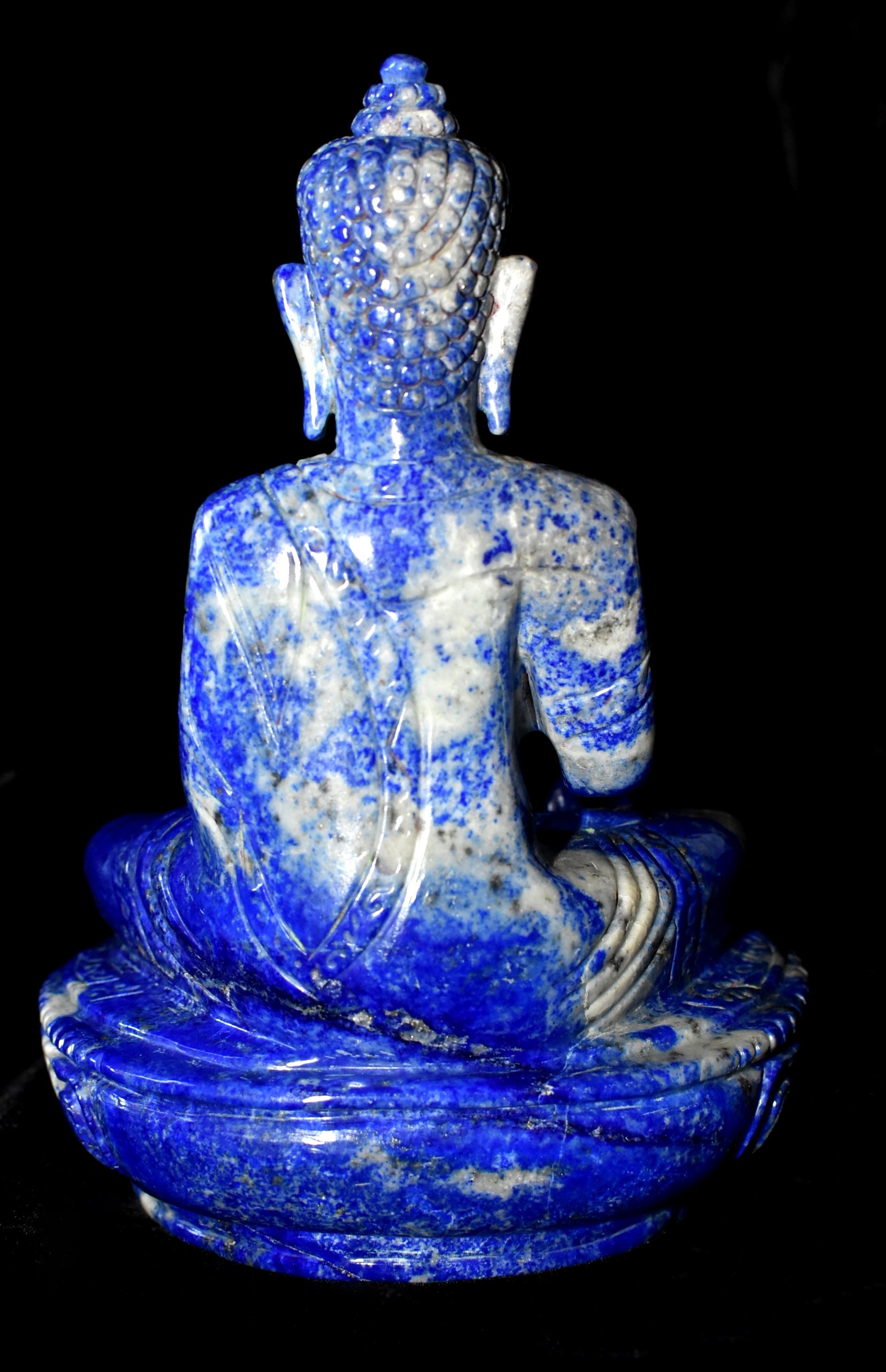 Lapislazuli-Buddha-Statue:: 3::4 lb:: feinste Qualität (Lapis Lazuli)