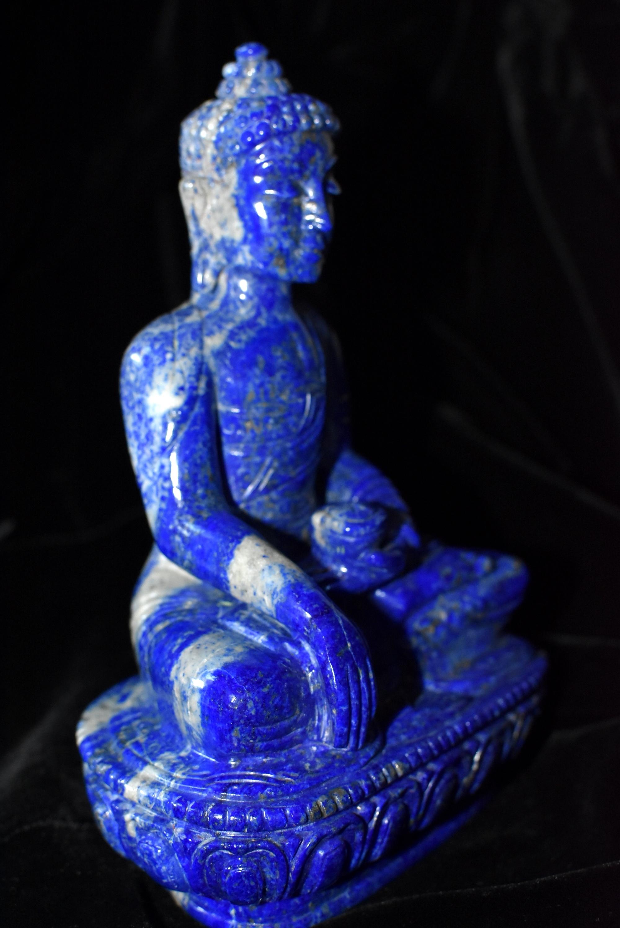 Lapislazuli-Buddha-Statue:: 3::4 lb:: feinste Qualität 1