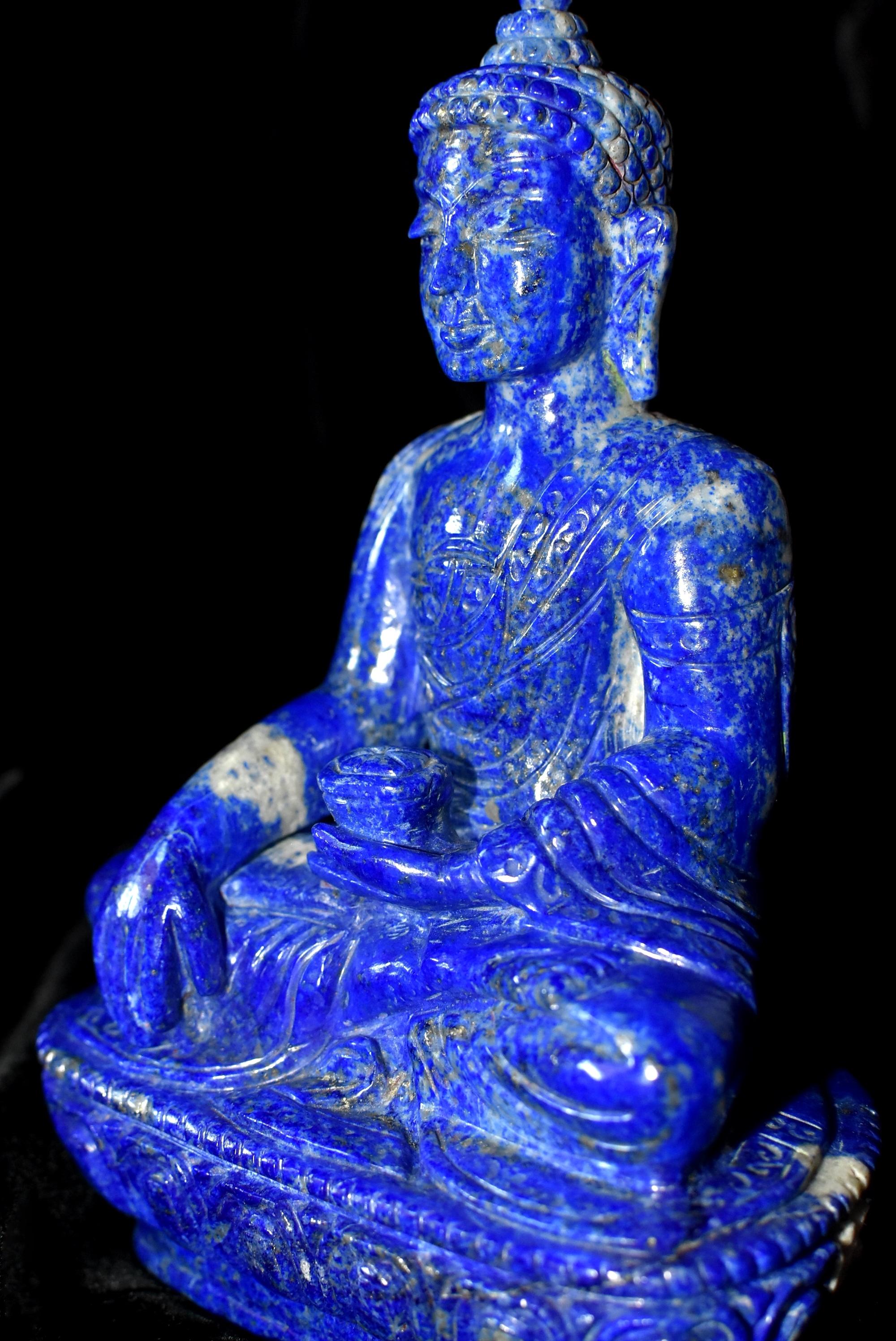 Lapislazuli-Buddha-Statue:: 3::4 lb:: feinste Qualität 2