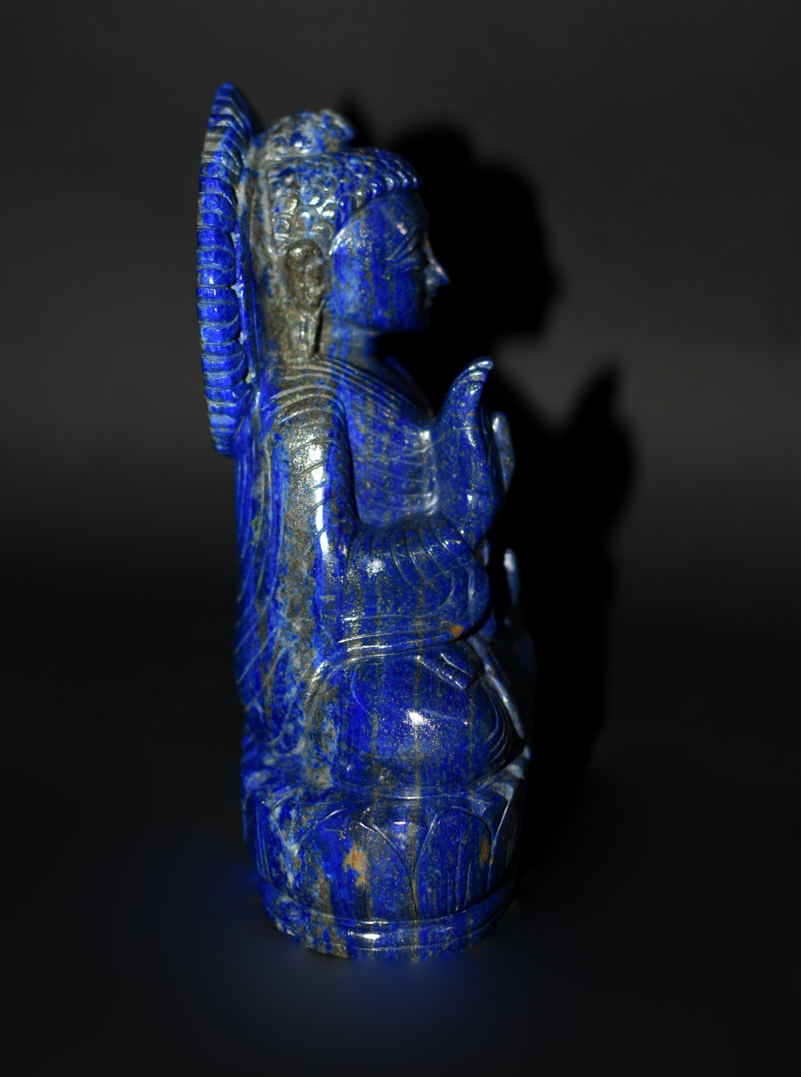 Lapis Lazuli Buddha Statue Hand Carved 6 lbs For Sale 5