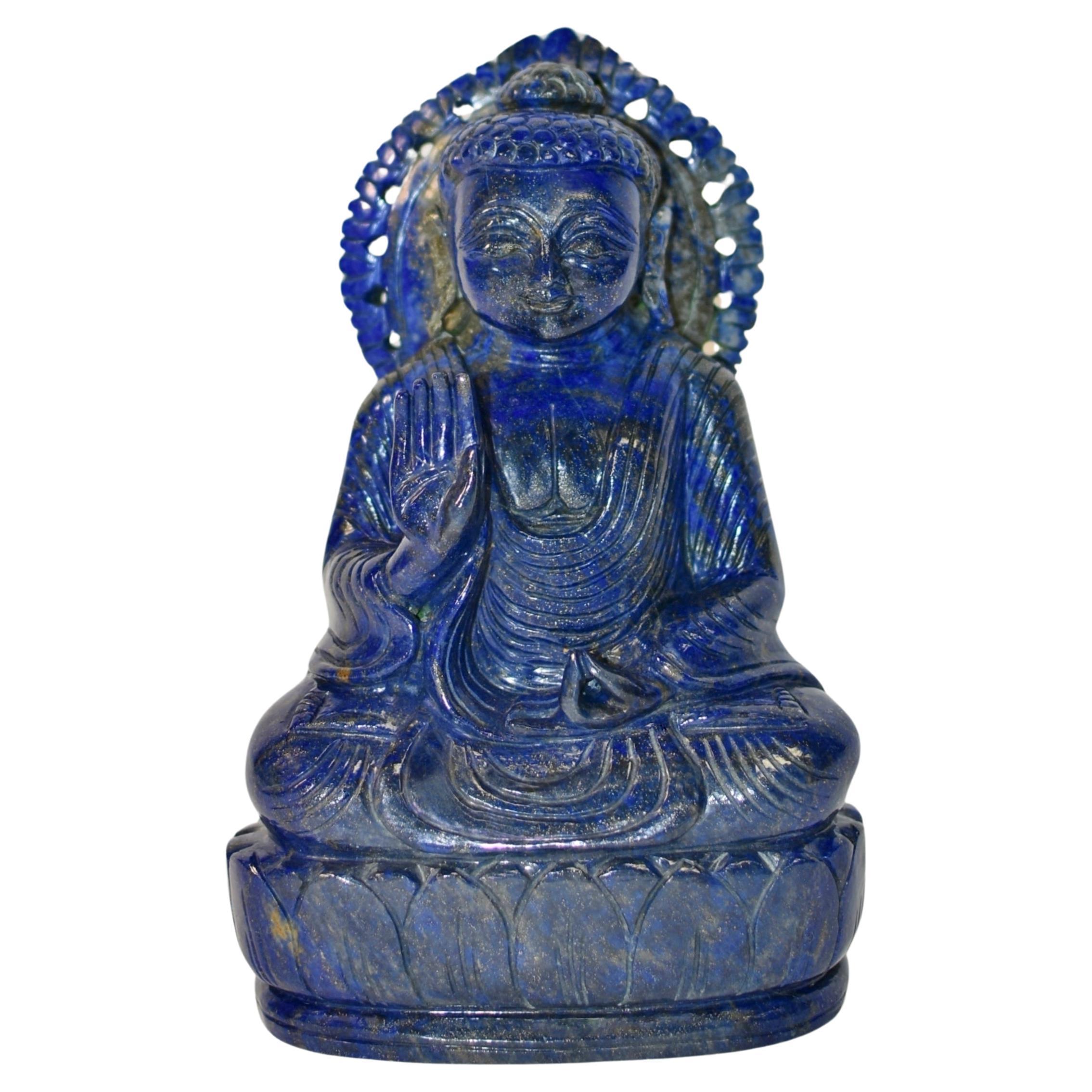 Lapis Lazuli Buddha Statue Hand Carved 6 lbs For Sale