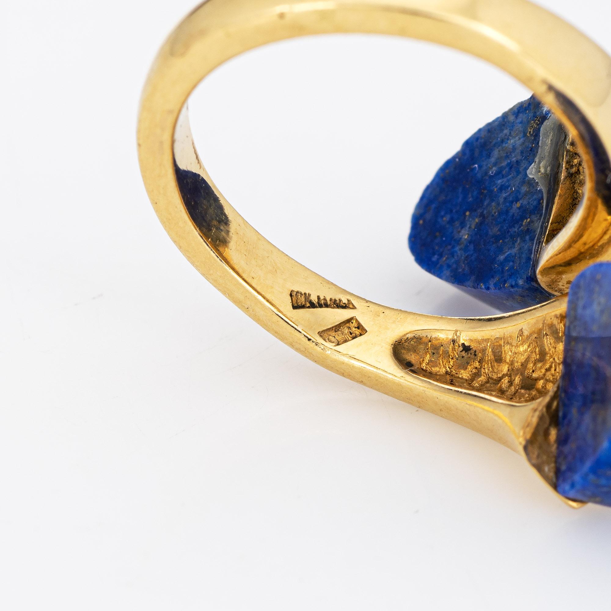 Lapis Lazuli Bypass Ring Vintage 18 Karat Yellow Gold Moi et Toi Estate Jewelry 1