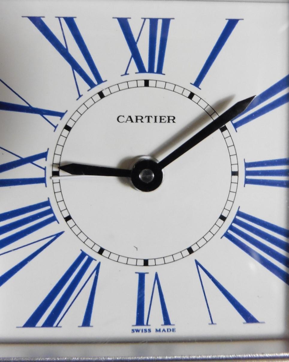 French Lapis Lazuli Cartier Travel Clock by Cartier