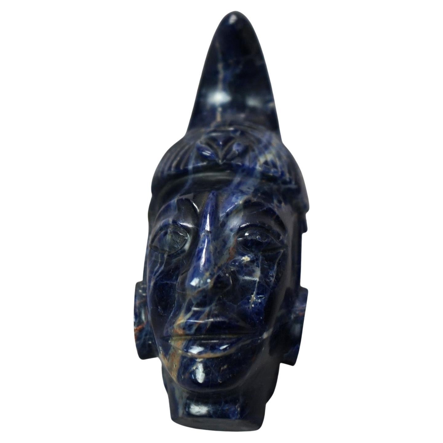 A portrait bust offers carved carved lapis lazuli Indian head, 20th century

Measures - 4.25