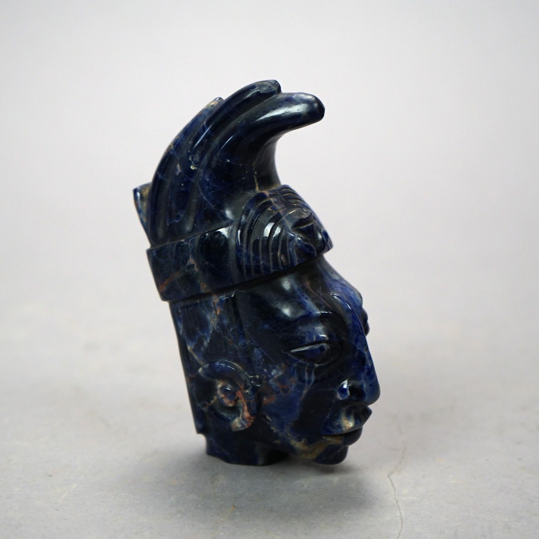 20th Century  Lapis Lazuli Carved Figure Head of Indian 20th C For Sale