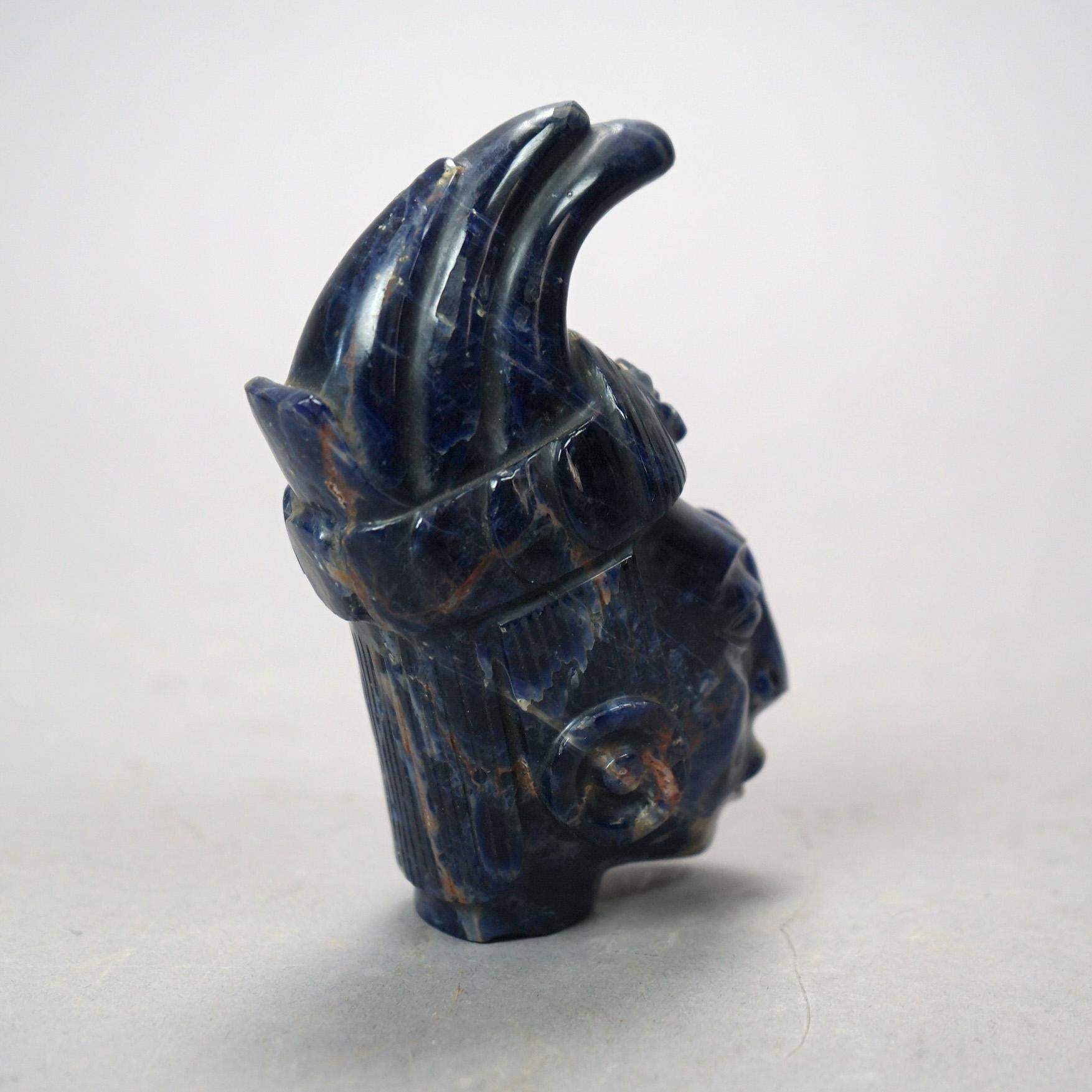  Lapis Lazuli Carved Figure Head of Indian 20th C For Sale 1
