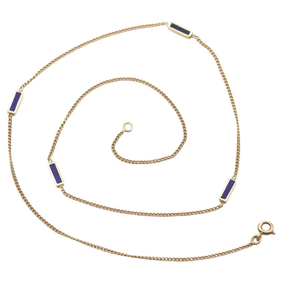 Collier en Lapis-lazuli avec une chaîne en or 18k, Collier ras du cou, chaîne en or