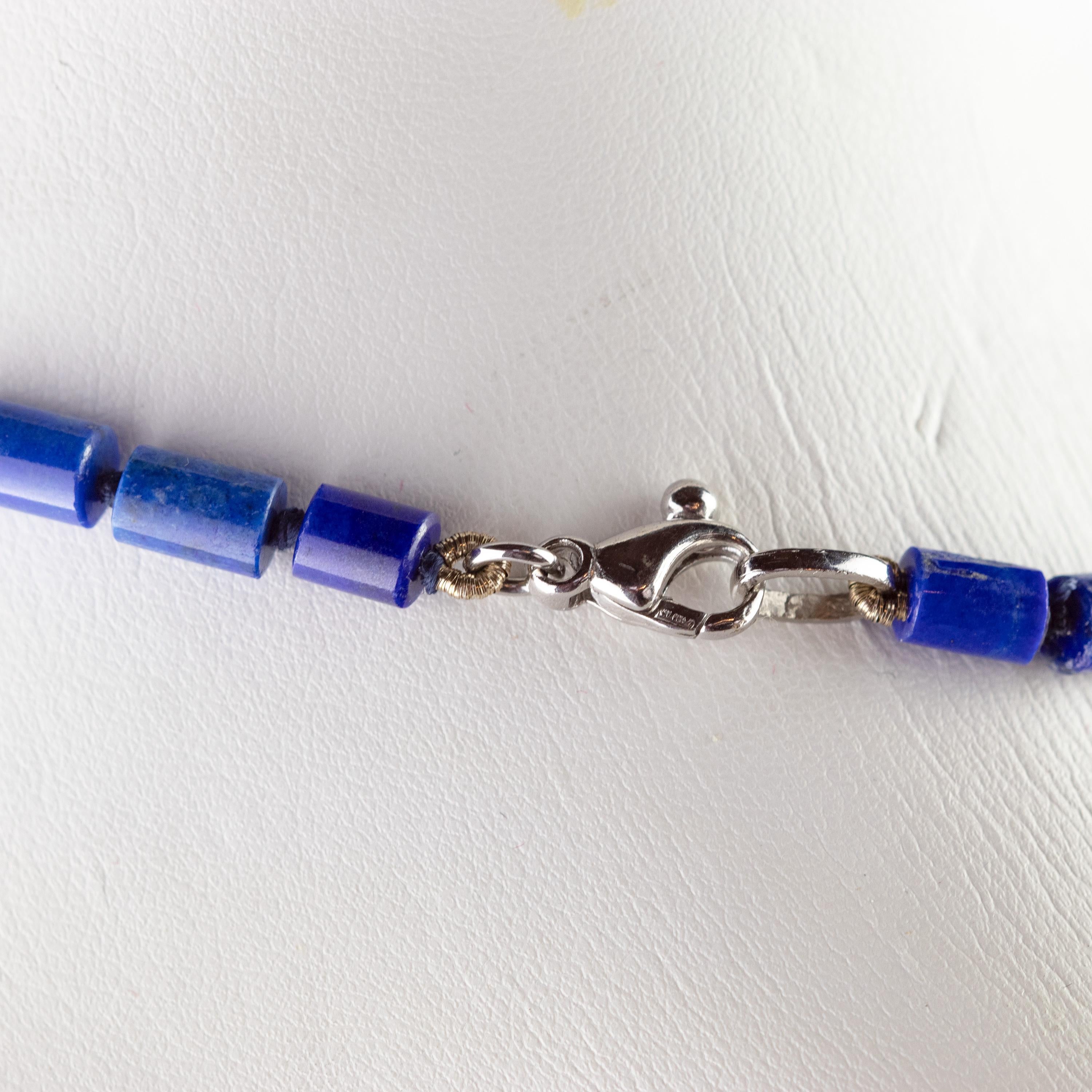 Collana in Lapislazzuli Calcedonio fatta a mano in Argento Tribale Guerriero Audace in vendita 2