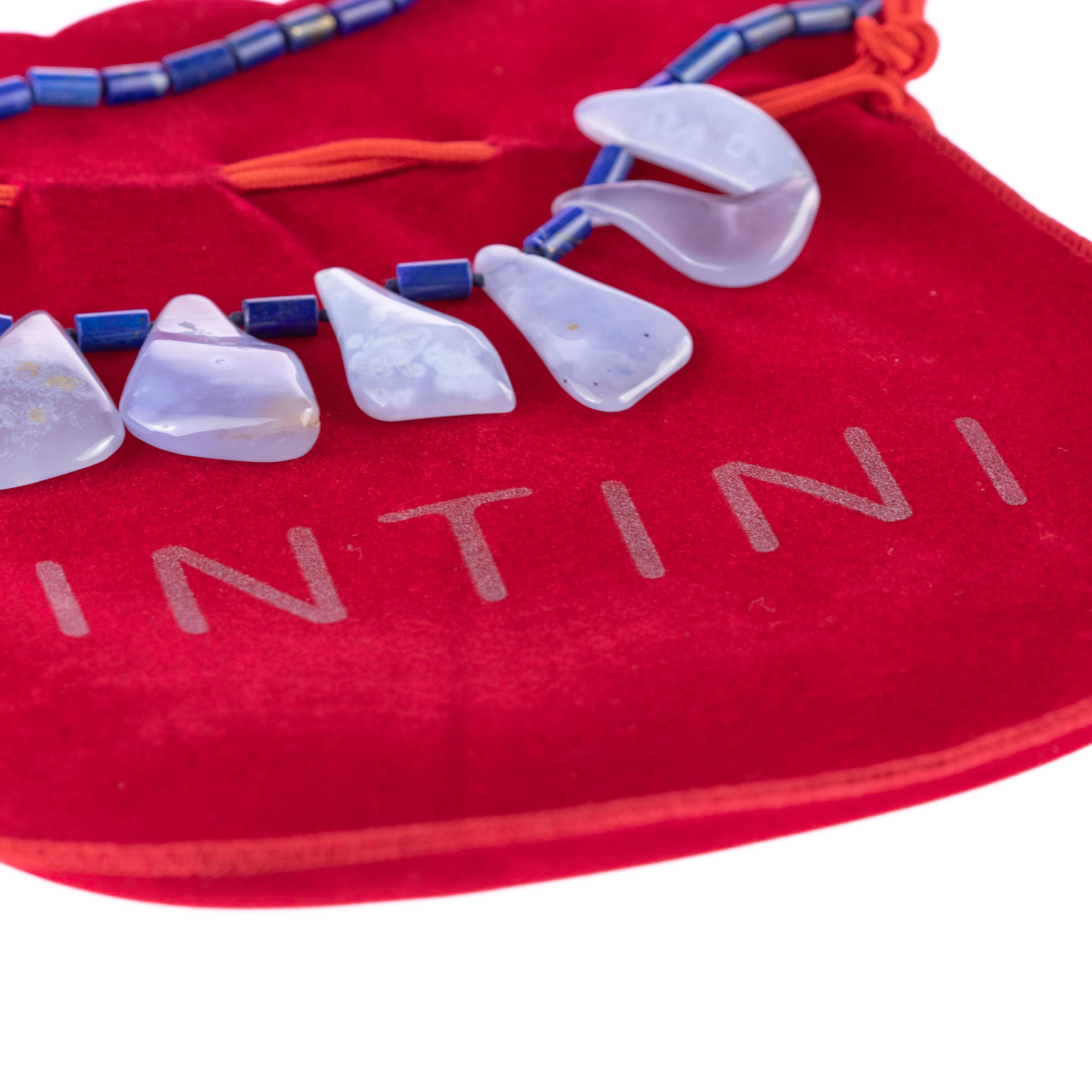 Collana in Lapislazzuli Calcedonio fatta a mano in Argento Tribale Guerriero Audace in vendita 3