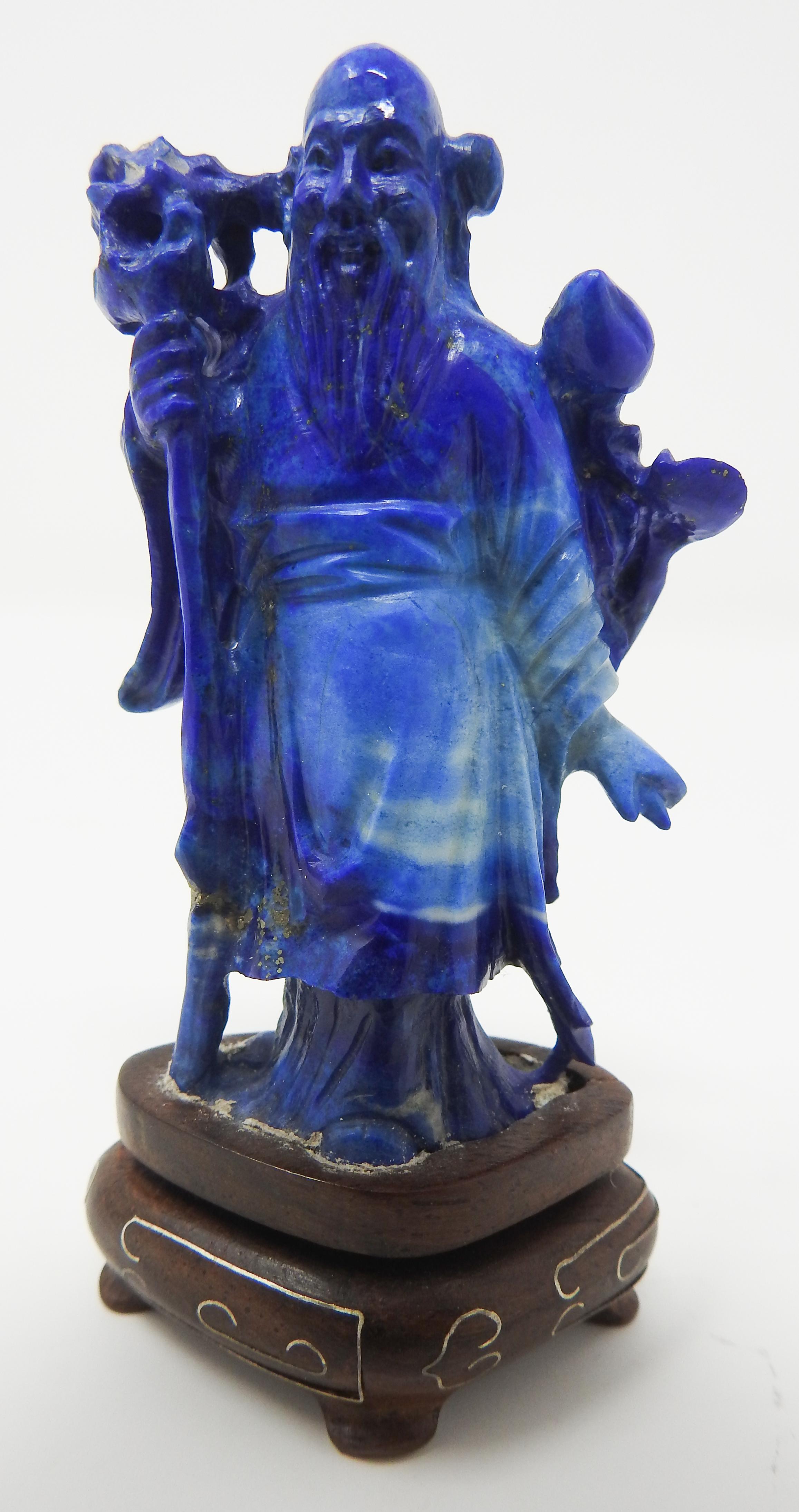20th Century Lapis Lazuli Chinese Shou Lao Figure For Sale